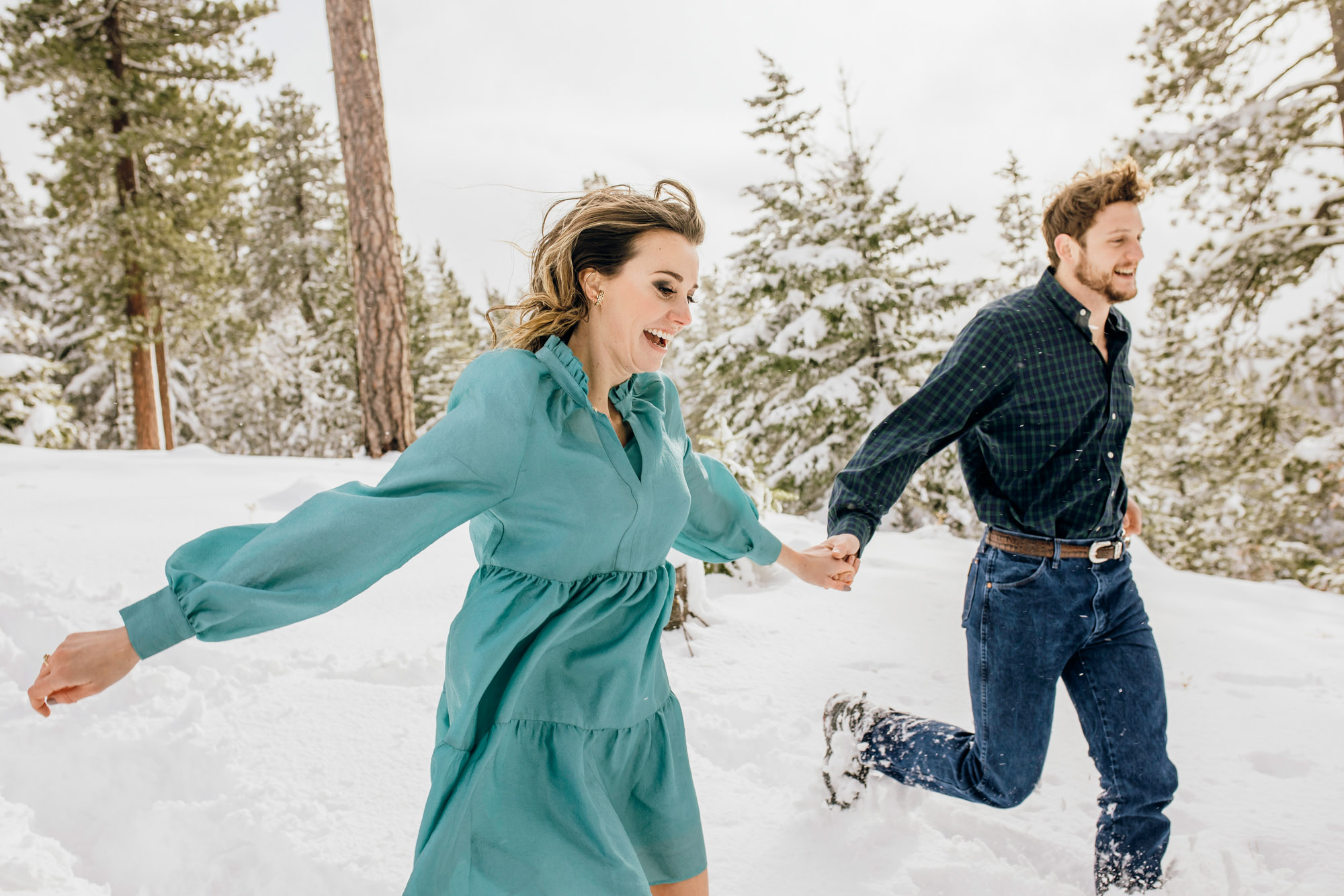 Adventure engagement session in the snow by Seattle wedding photographer James Thomas Long Photography