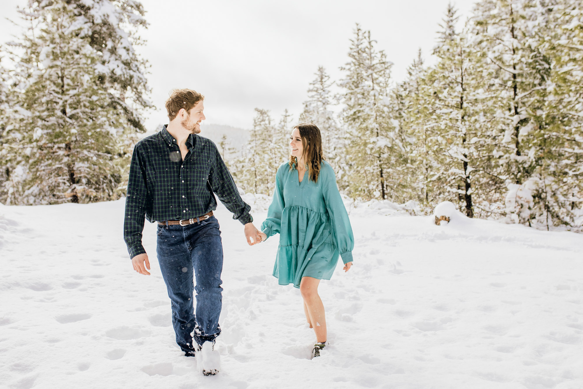 Adventure engagement session in the snow by Seattle wedding photographer James Thomas Long Photography