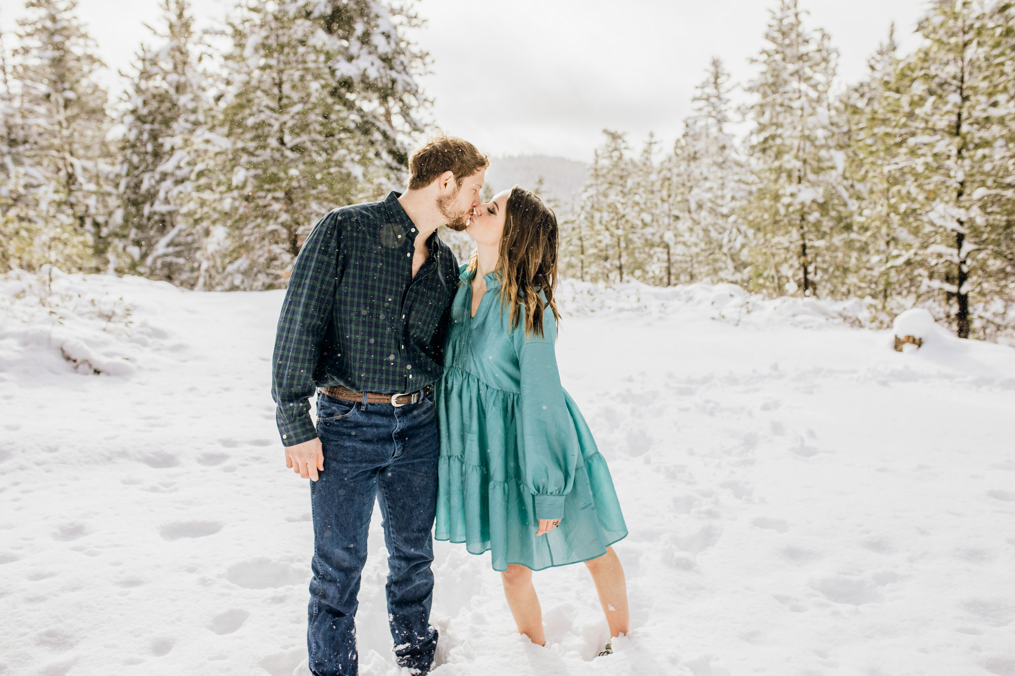 Adventure engagement session in the snow by Seattle wedding photographer James Thomas Long Photography