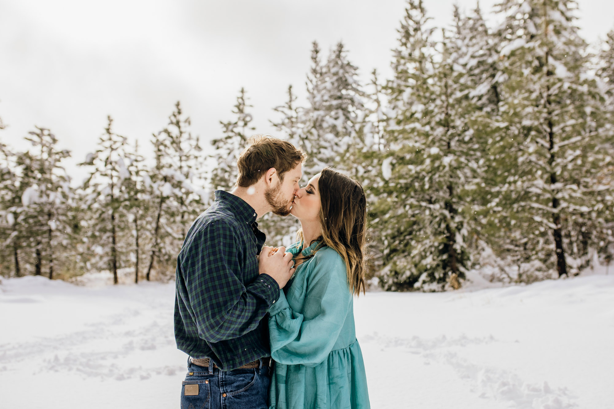 Adventure engagement session in the snow by Seattle wedding photographer James Thomas Long Photography