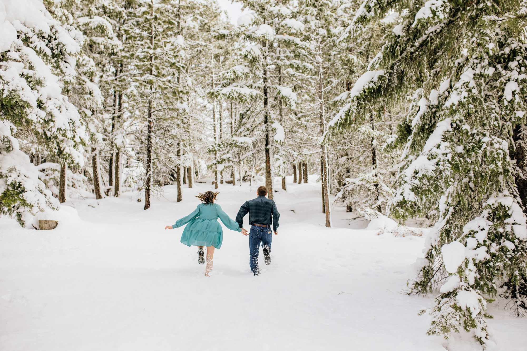 Adventure engagement session in the snow by Seattle wedding photographer James Thomas Long Photography