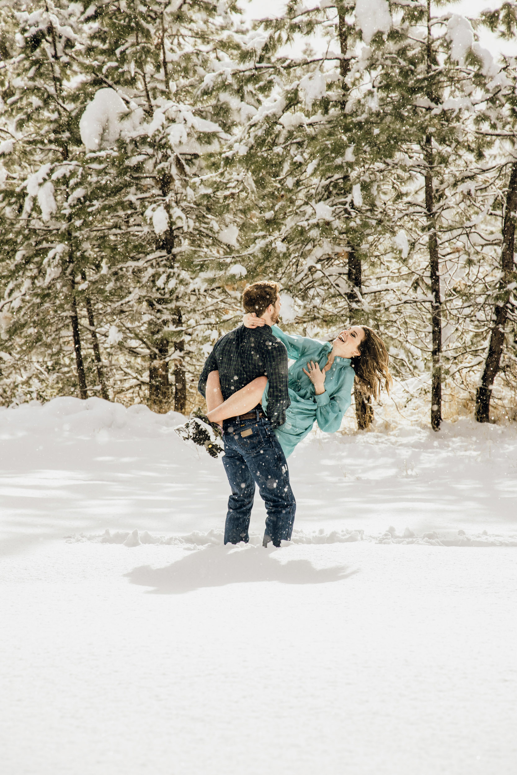 Adventure engagement session in the snow by Seattle wedding photographer James Thomas Long Photography