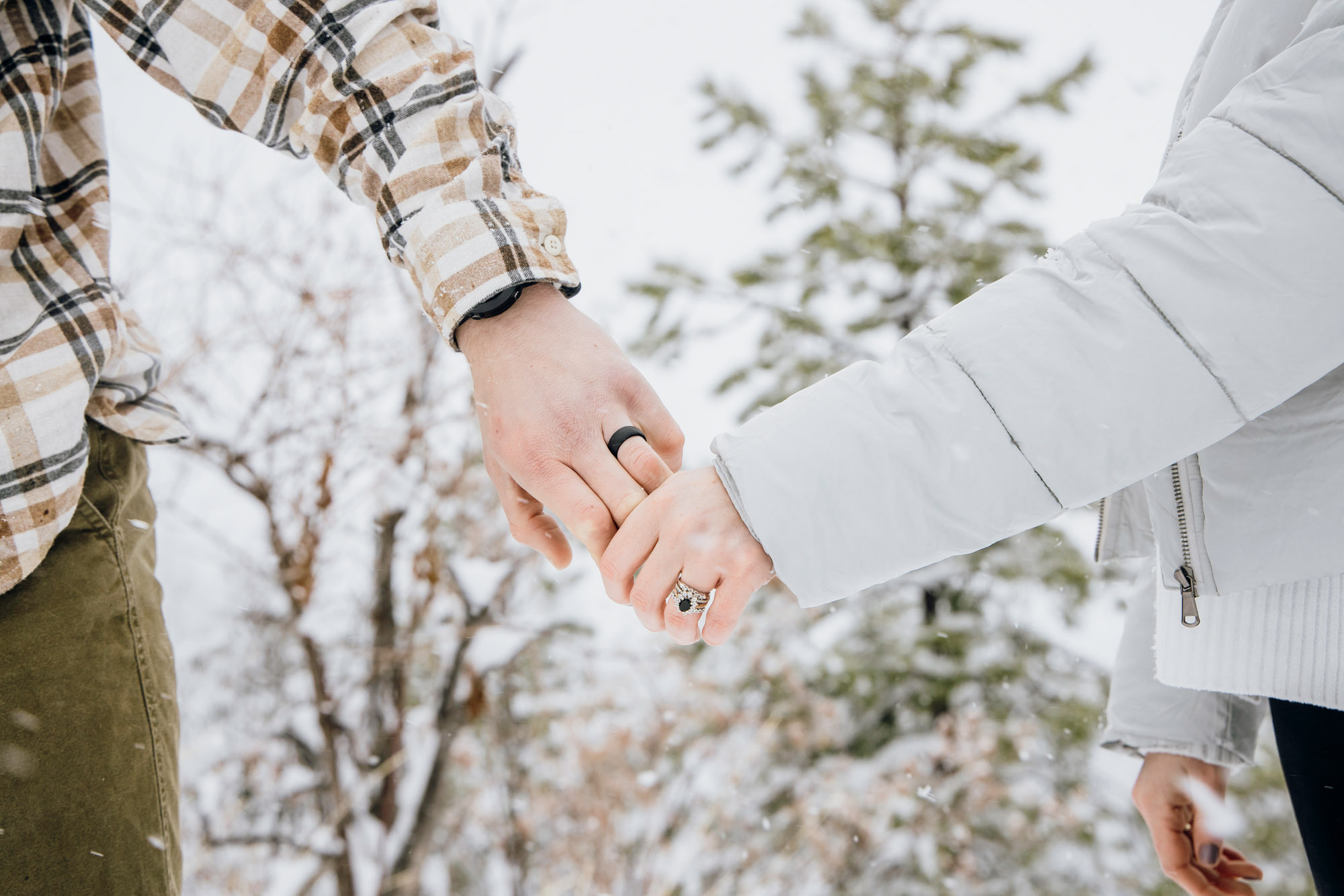 Adventure engagement session in the snow by Seattle wedding photographer James Thomas Long Photography