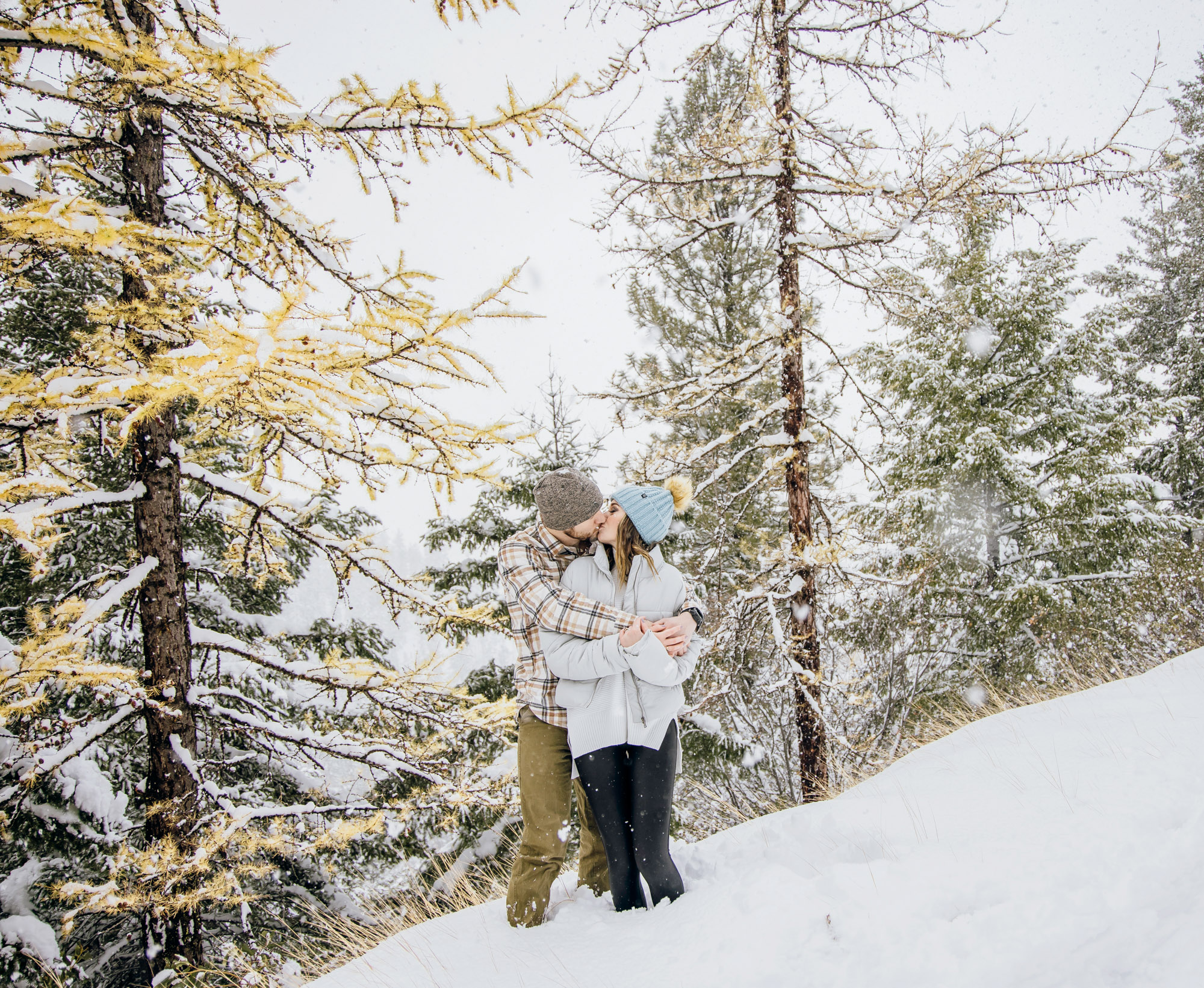 Adventure engagement session in the snow by Seattle wedding photographer James Thomas Long Photography