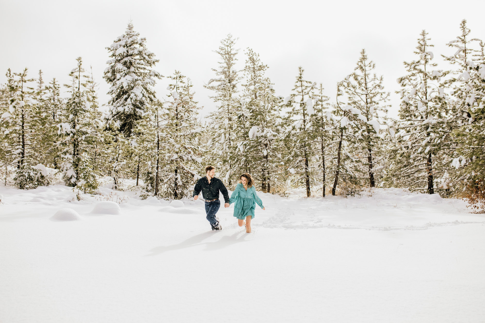 Adventure engagement session in the snow by Seattle wedding photographer James Thomas Long Photography