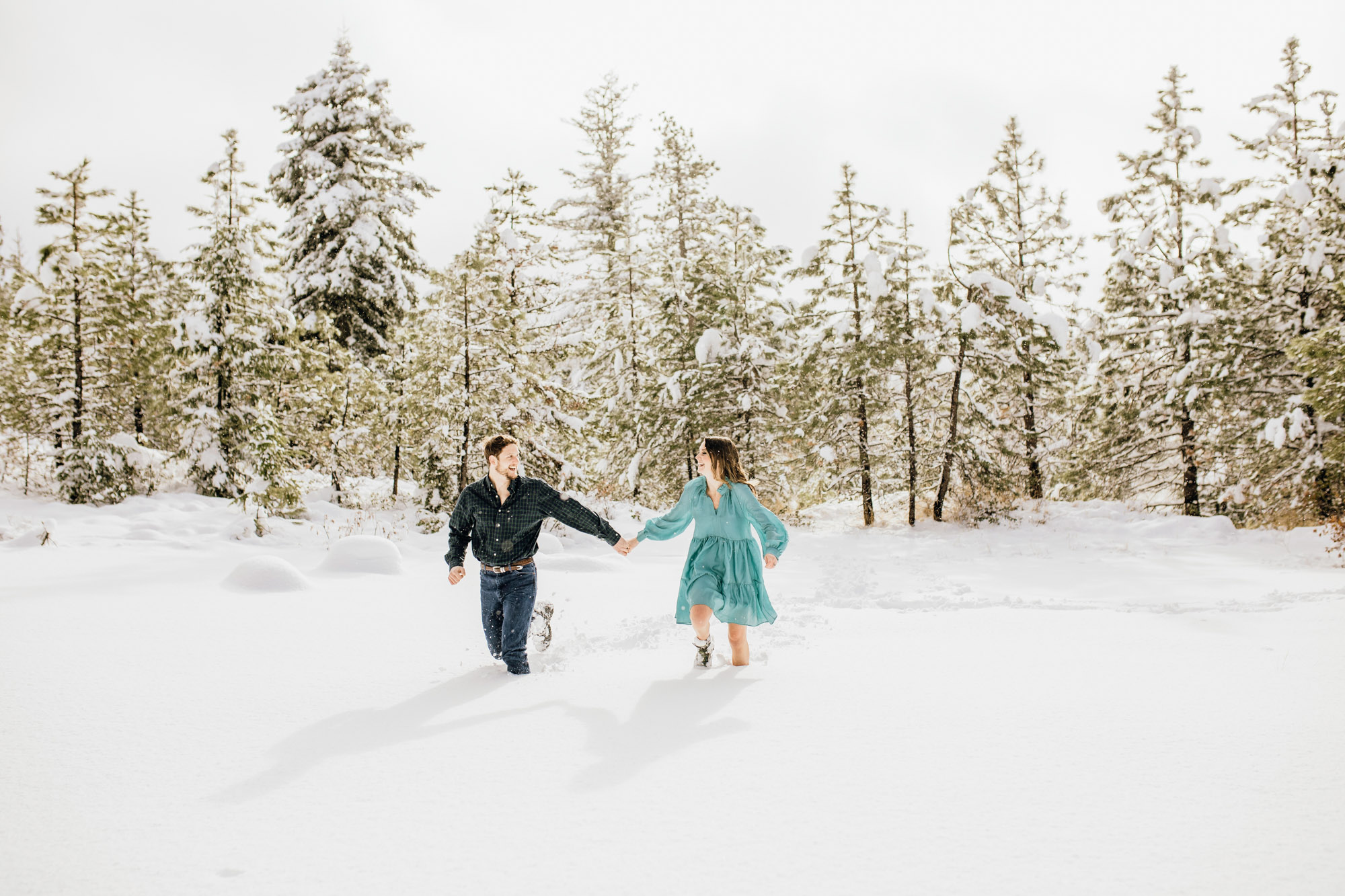 Adventure engagement session in the snow by Seattle wedding photographer James Thomas Long Photography