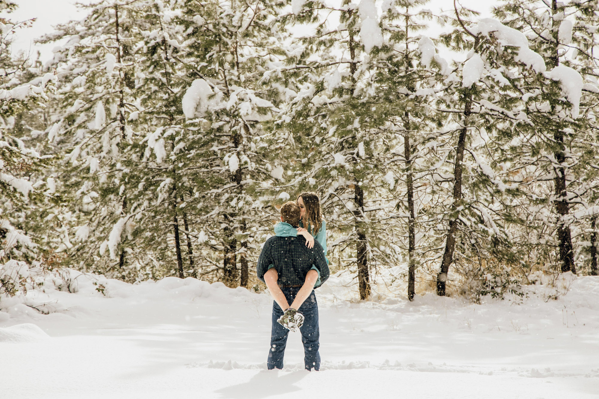 Adventure engagement session in the snow by Seattle wedding photographer James Thomas Long Photography