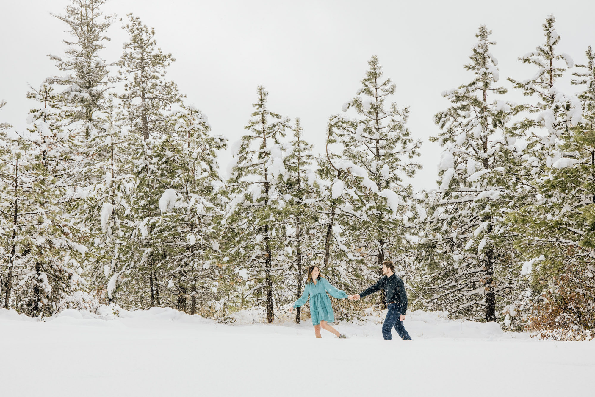 Adventure engagement session in the snow by Seattle wedding photographer James Thomas Long Photography