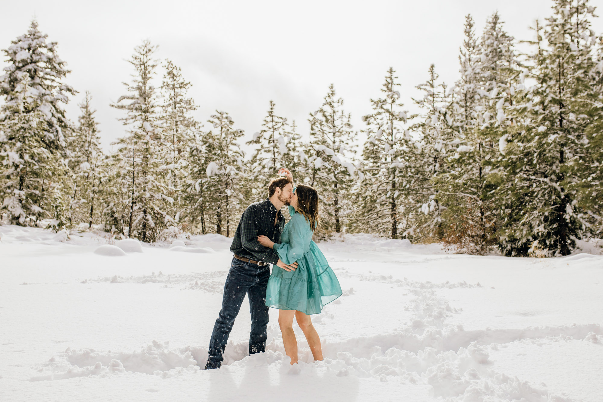 Adventure engagement session in the snow by Seattle wedding photographer James Thomas Long Photography