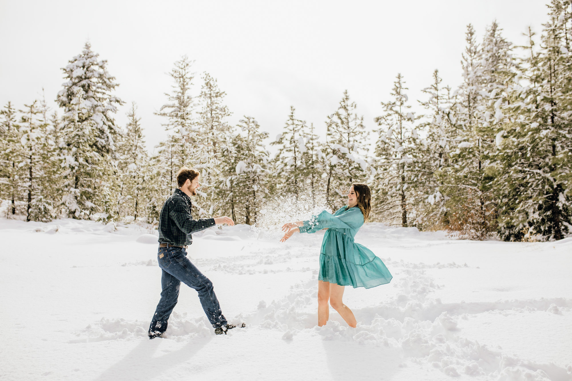 Adventure engagement session in the snow by Seattle wedding photographer James Thomas Long Photography