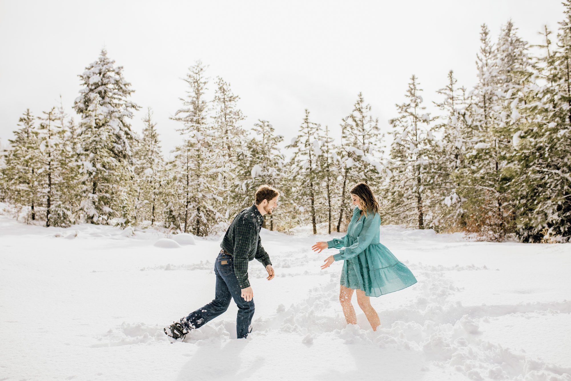 Adventure engagement session in the snow by Seattle wedding photographer James Thomas Long Photography