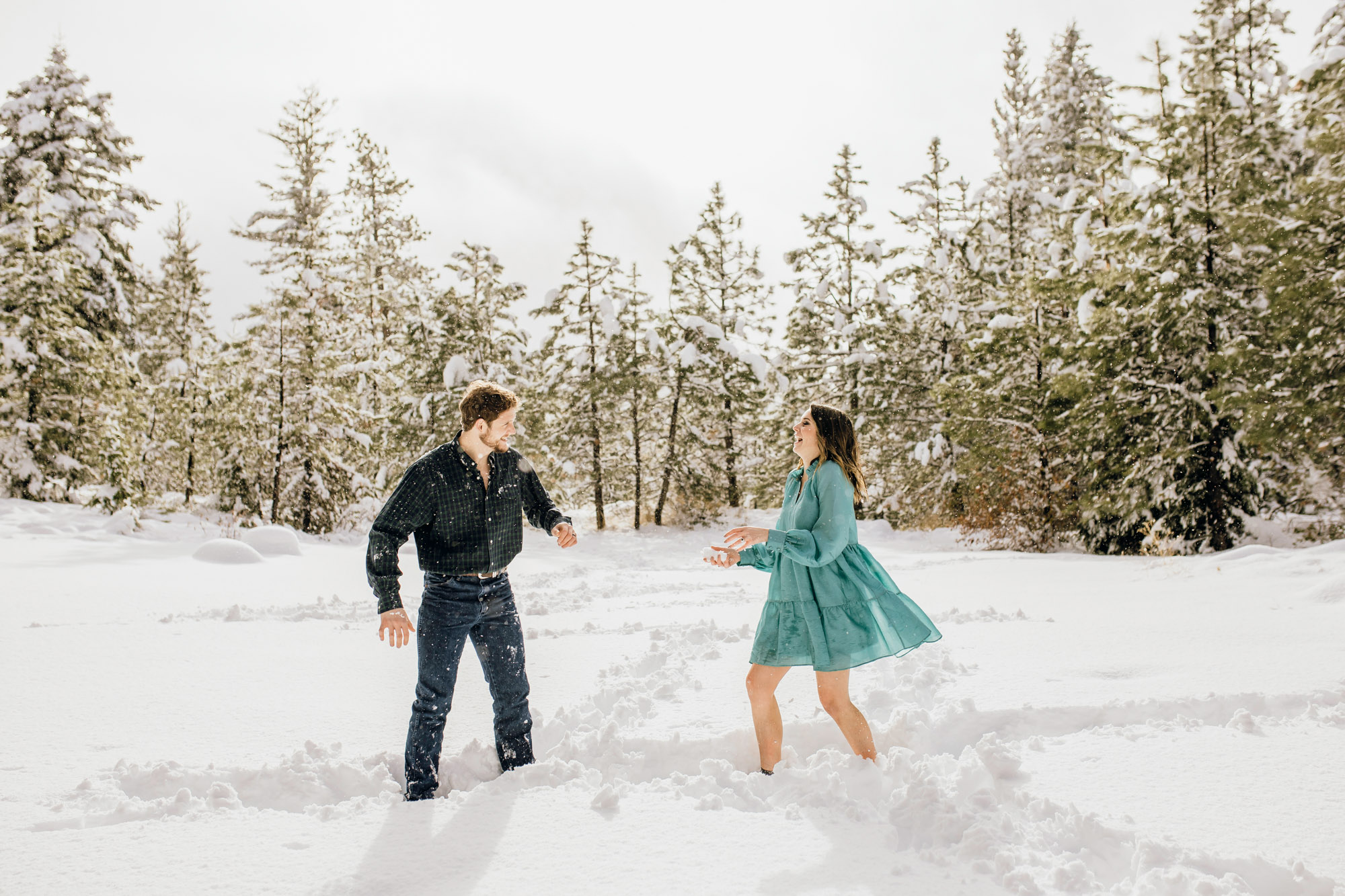 Adventure engagement session in the snow by Seattle wedding photographer James Thomas Long Photography