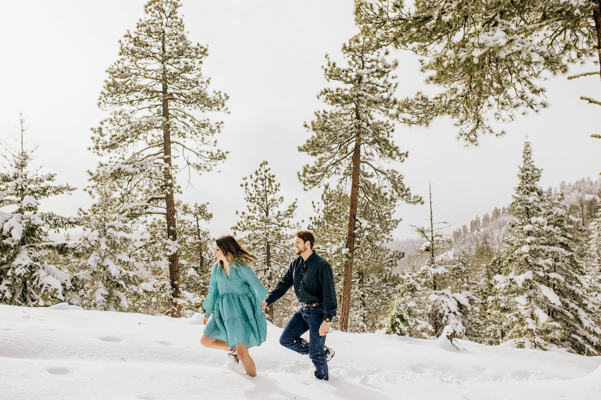 Adventure engagement session in the snow by Seattle wedding photographer James Thomas Long Photography