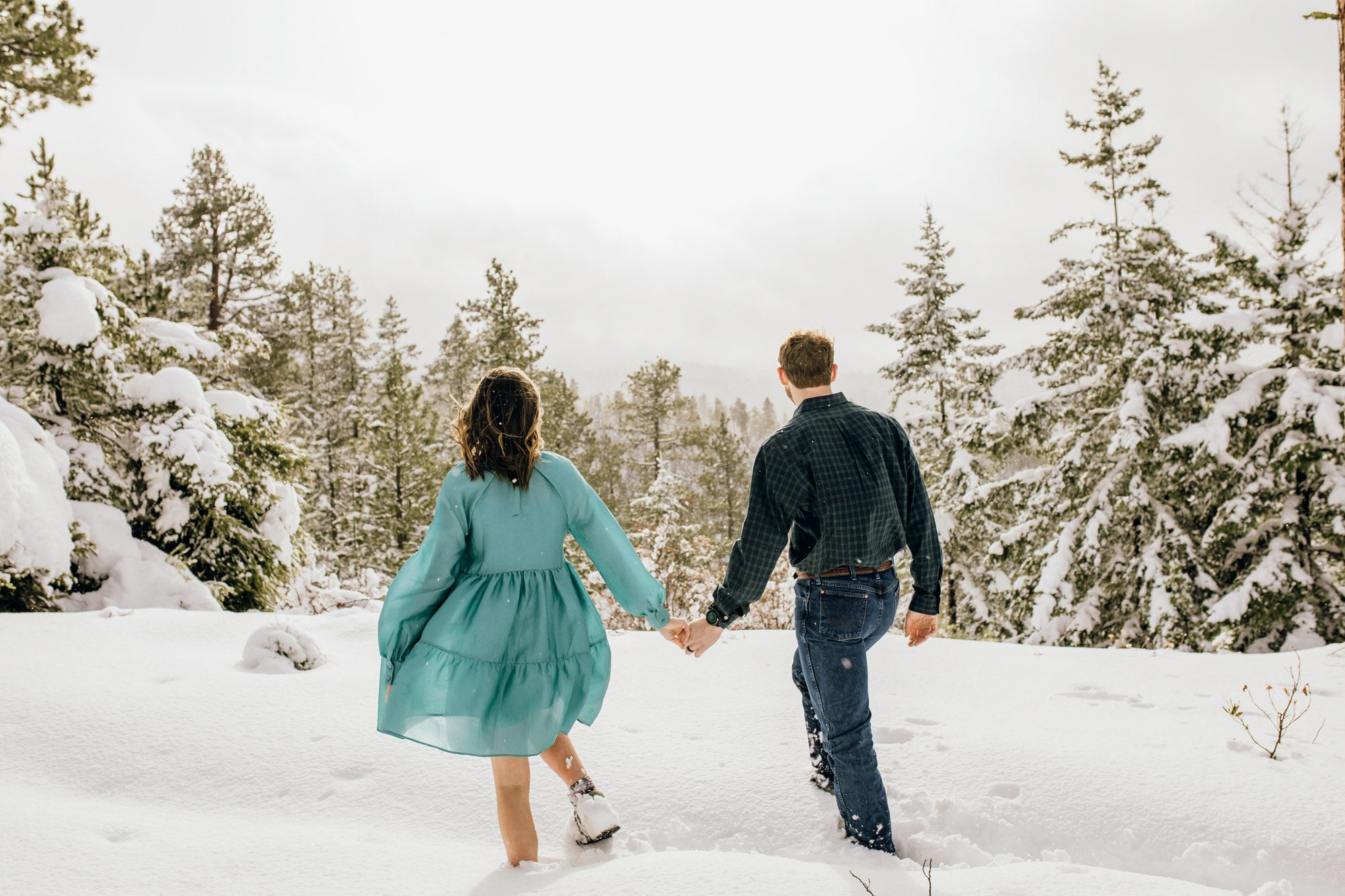 Adventure engagement session in the snow by Seattle wedding photographer James Thomas Long Photography