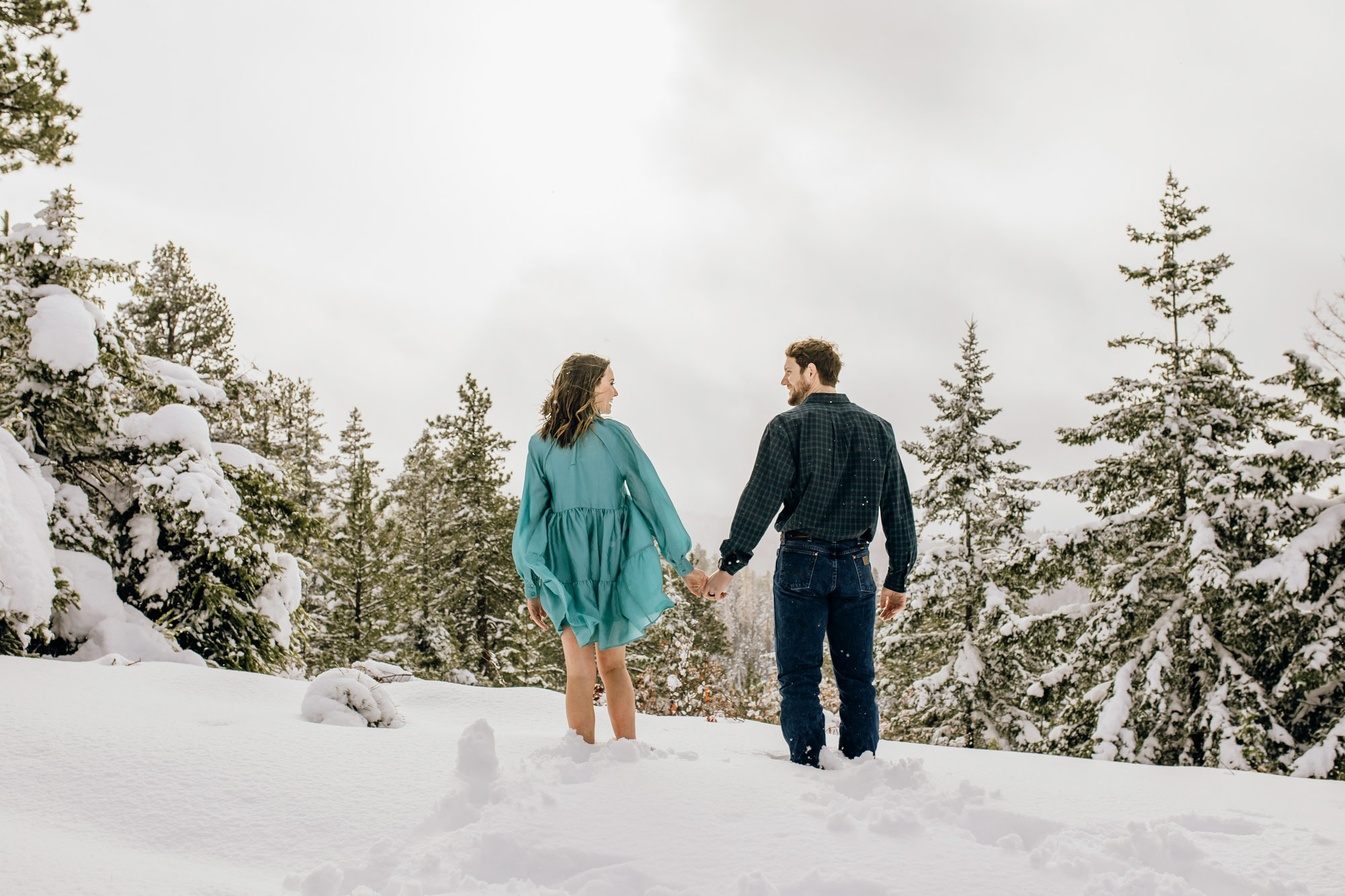 Adventure engagement session in the snow by Seattle wedding photographer James Thomas Long Photography