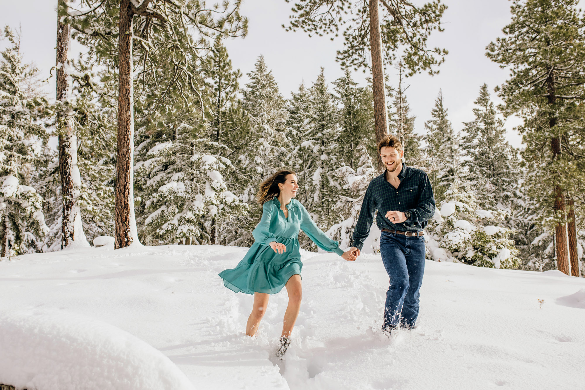 Adventure engagement session in the snow by Seattle wedding photographer James Thomas Long Photography