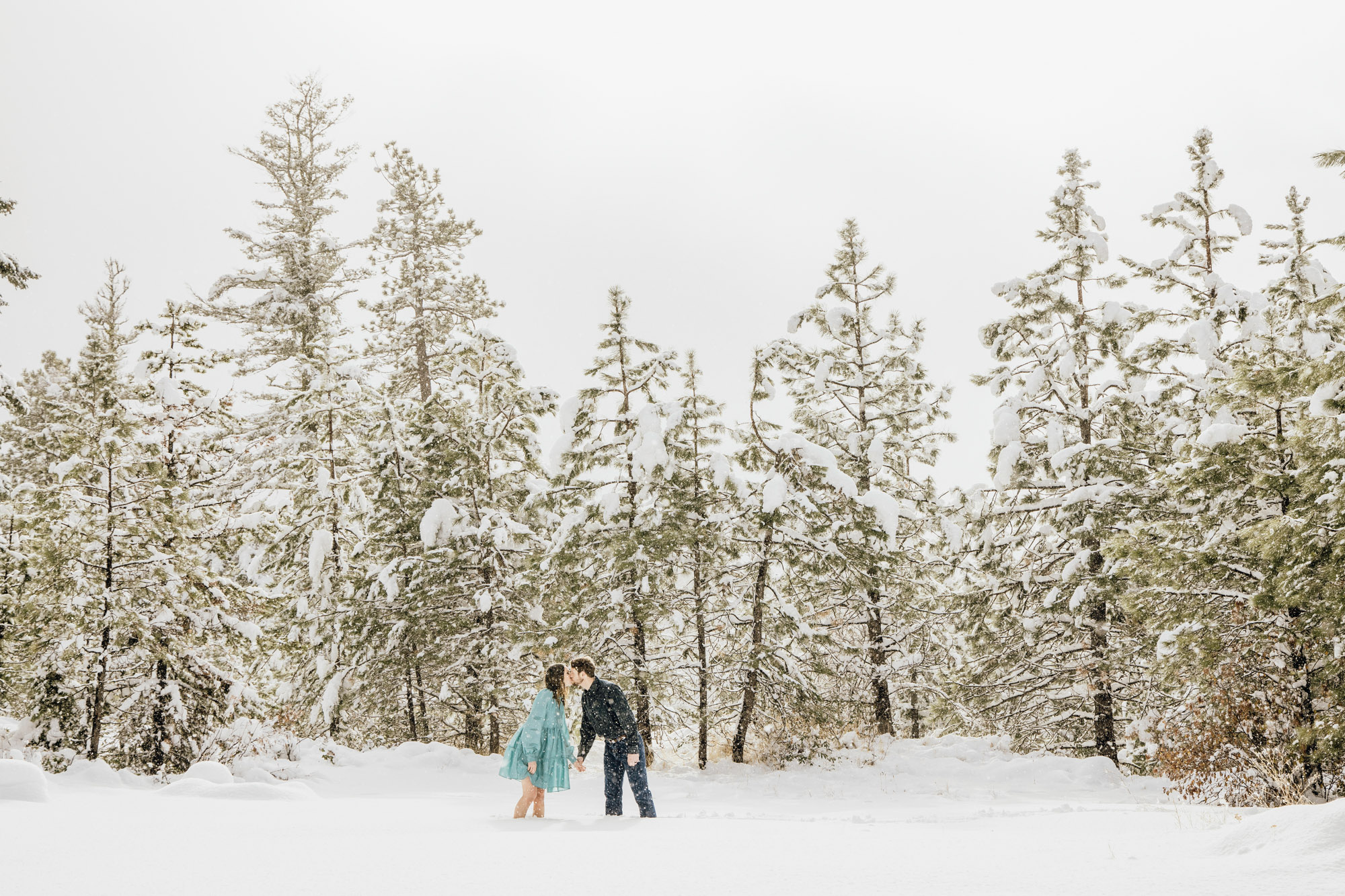 Adventure engagement session in the snow by Seattle wedding photographer James Thomas Long Photography