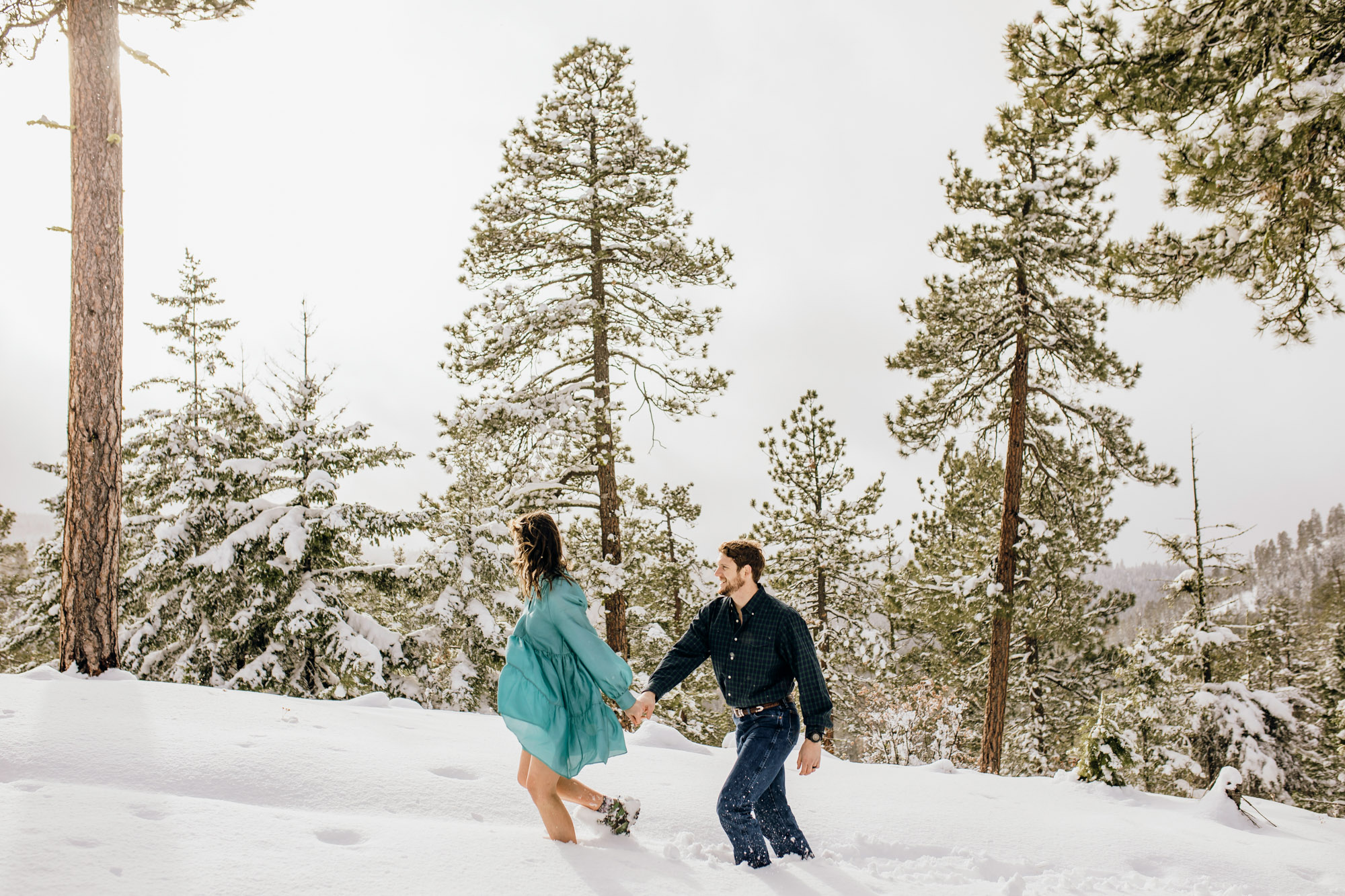 Adventure engagement session in the snow by Seattle wedding photographer James Thomas Long Photography