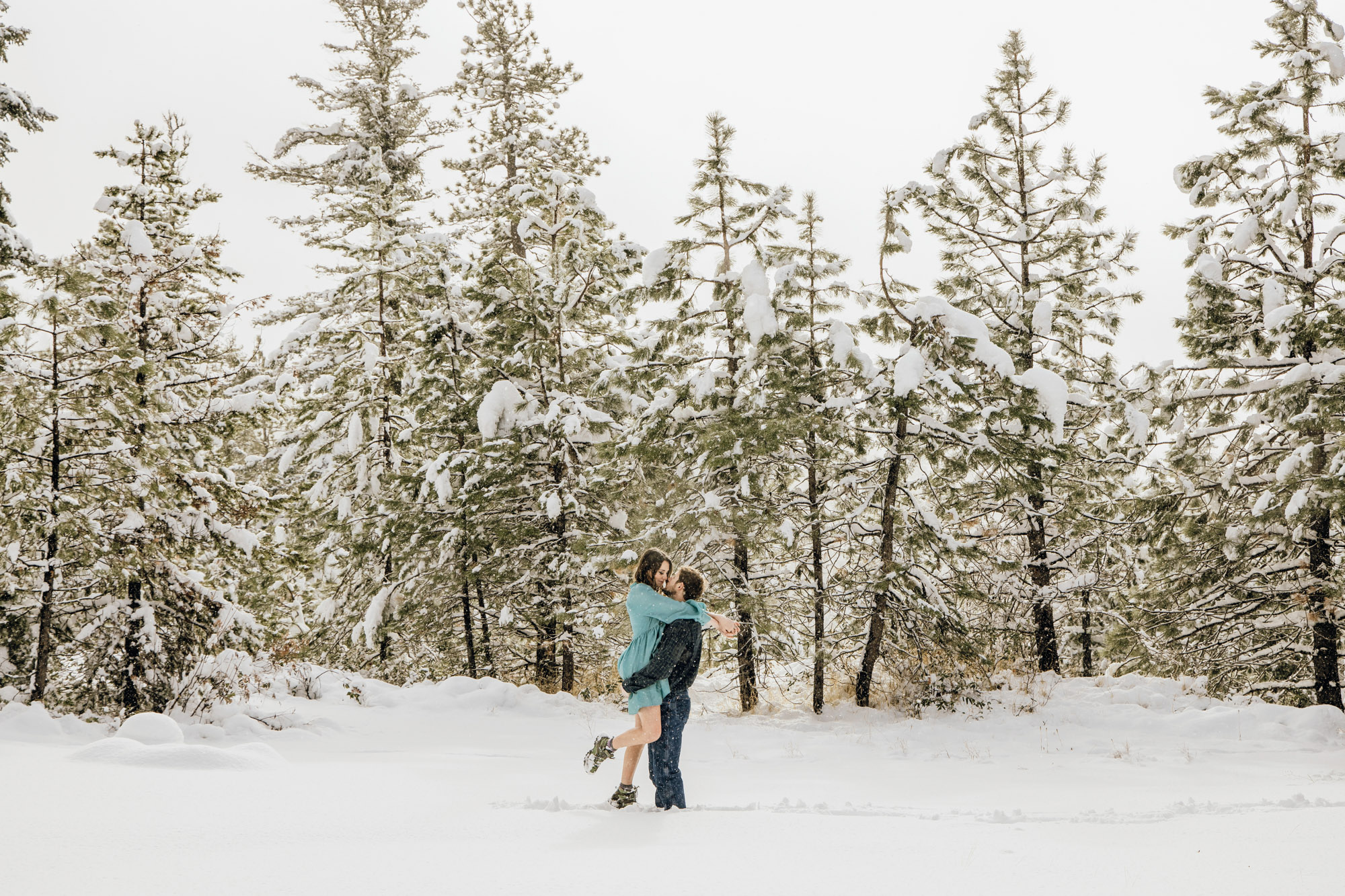 Adventure engagement session in the snow by Seattle wedding photographer James Thomas Long Photography