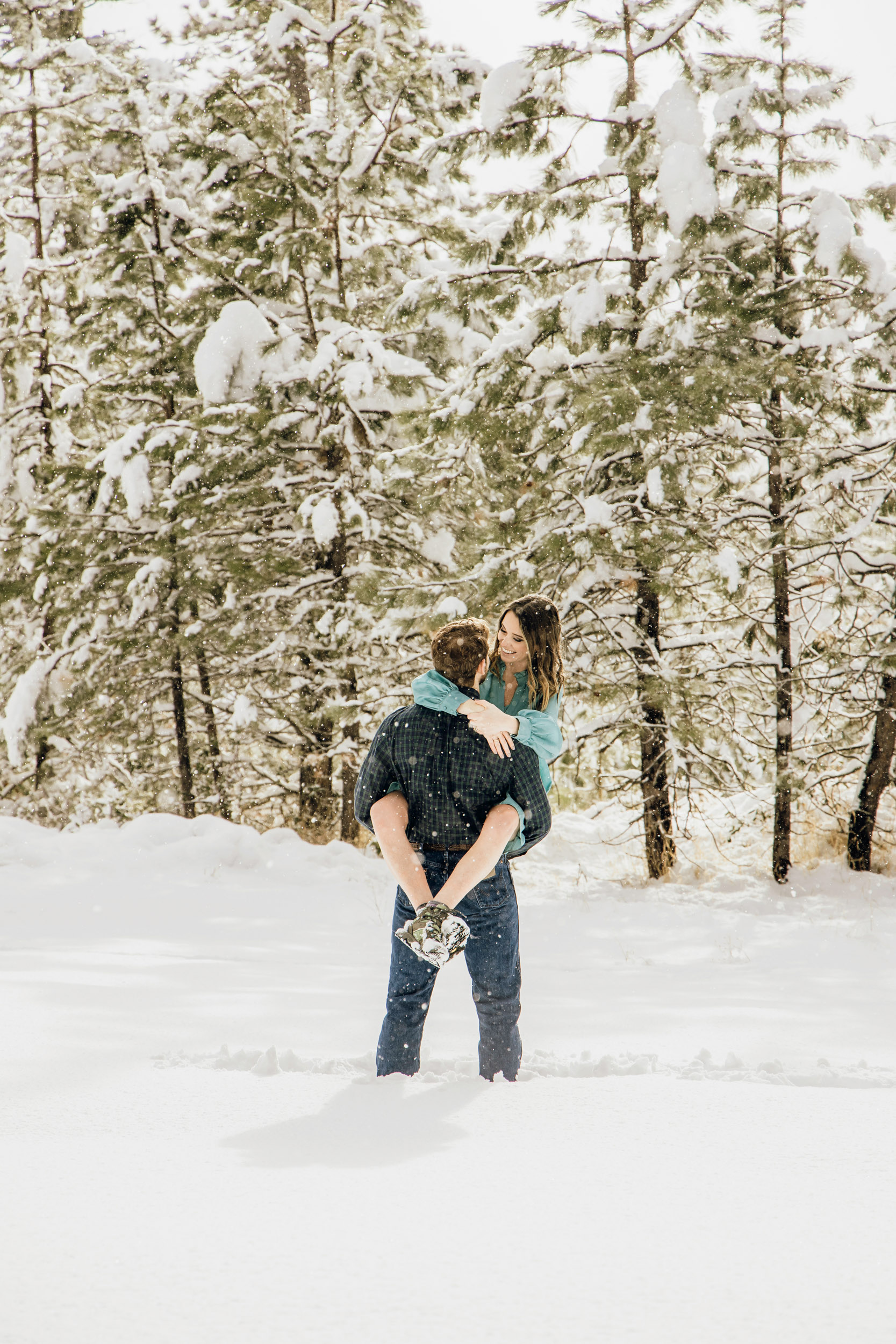 Adventure engagement session in the snow by Seattle wedding photographer James Thomas Long Photography