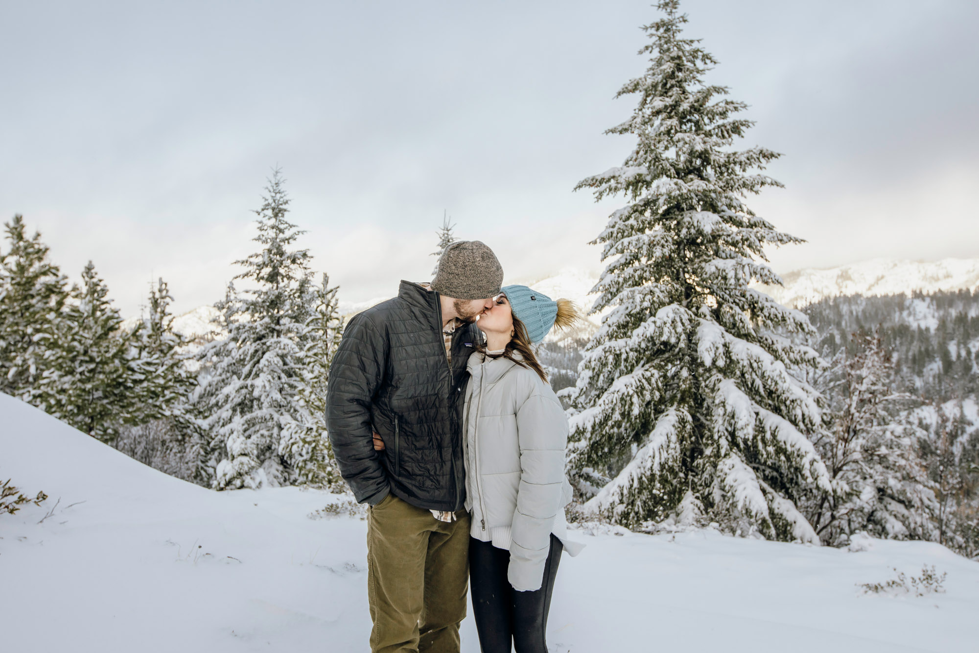 Adventure engagement session in the snow by Seattle wedding photographer James Thomas Long Photography