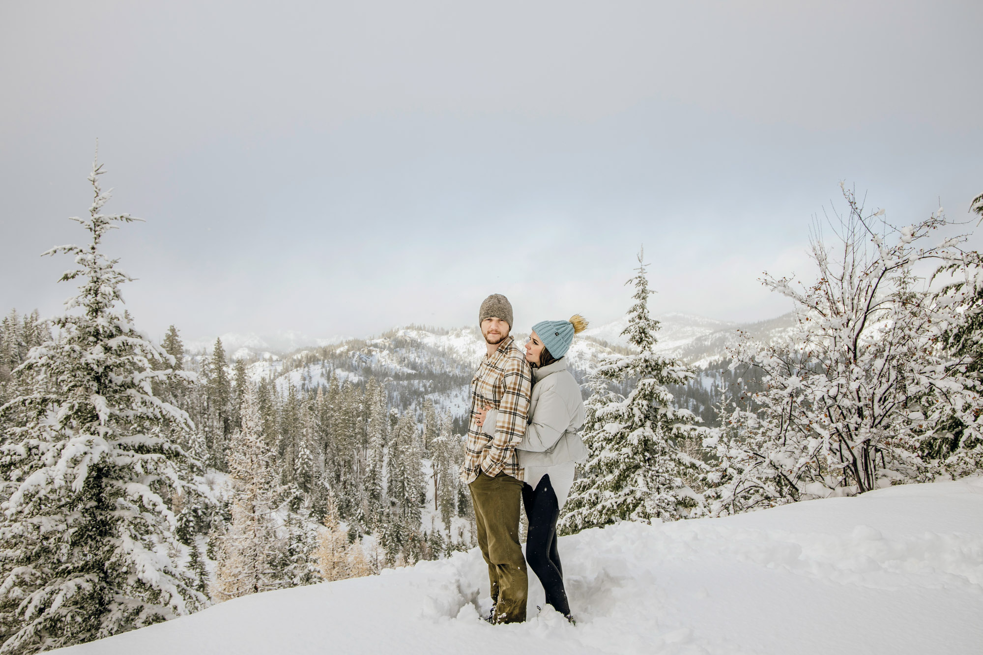 Adventure engagement session in the snow by Seattle wedding photographer James Thomas Long Photography