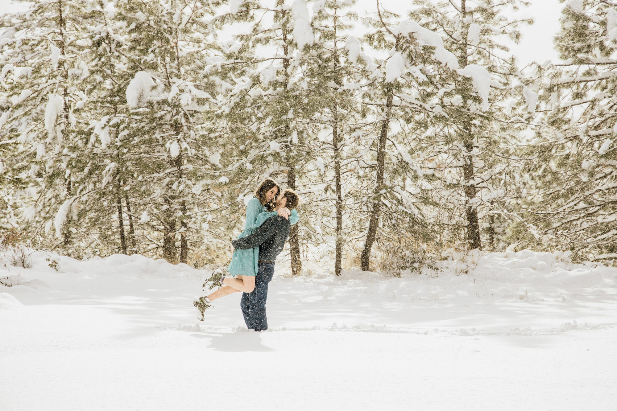 Adventure engagement session in the snow by Seattle wedding photographer James Thomas Long Photography