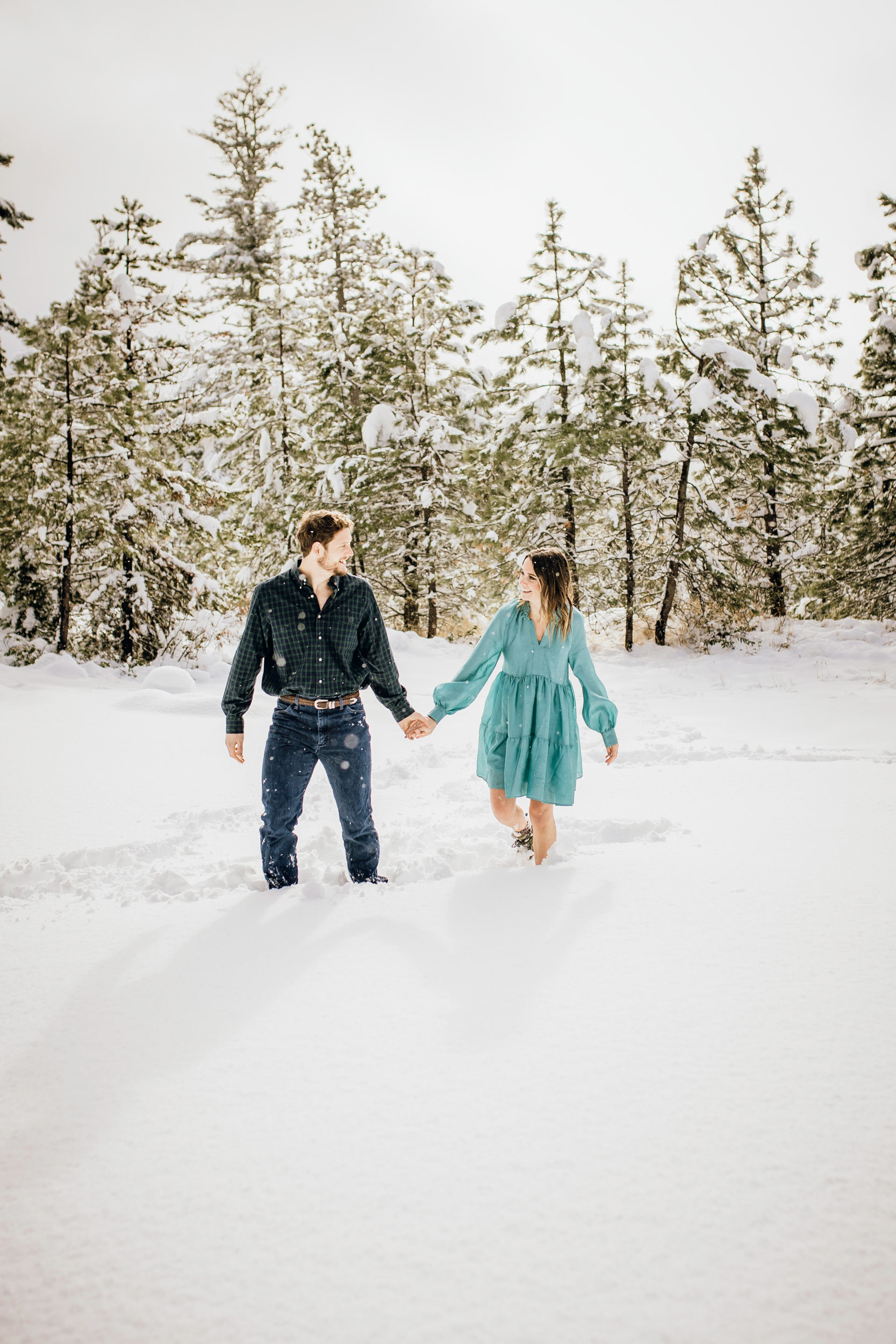 Adventure engagement session in the snow by Seattle wedding photographer James Thomas Long Photography