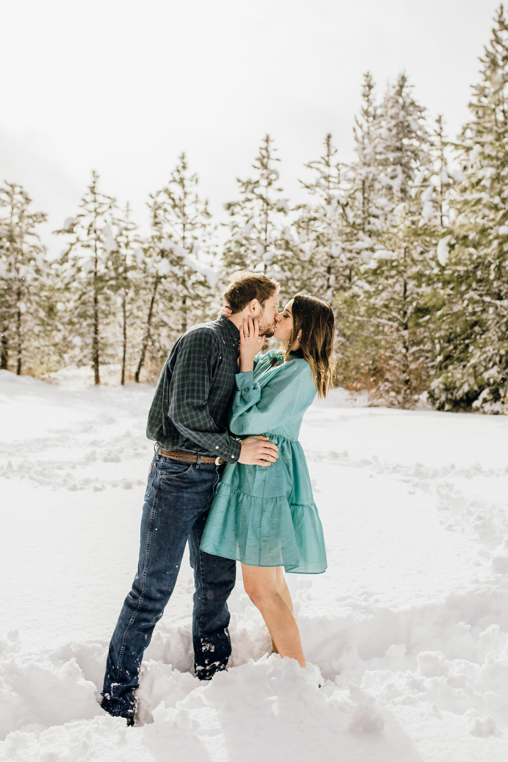 Adventure engagement session in the snow by Seattle wedding photographer James Thomas Long Photography