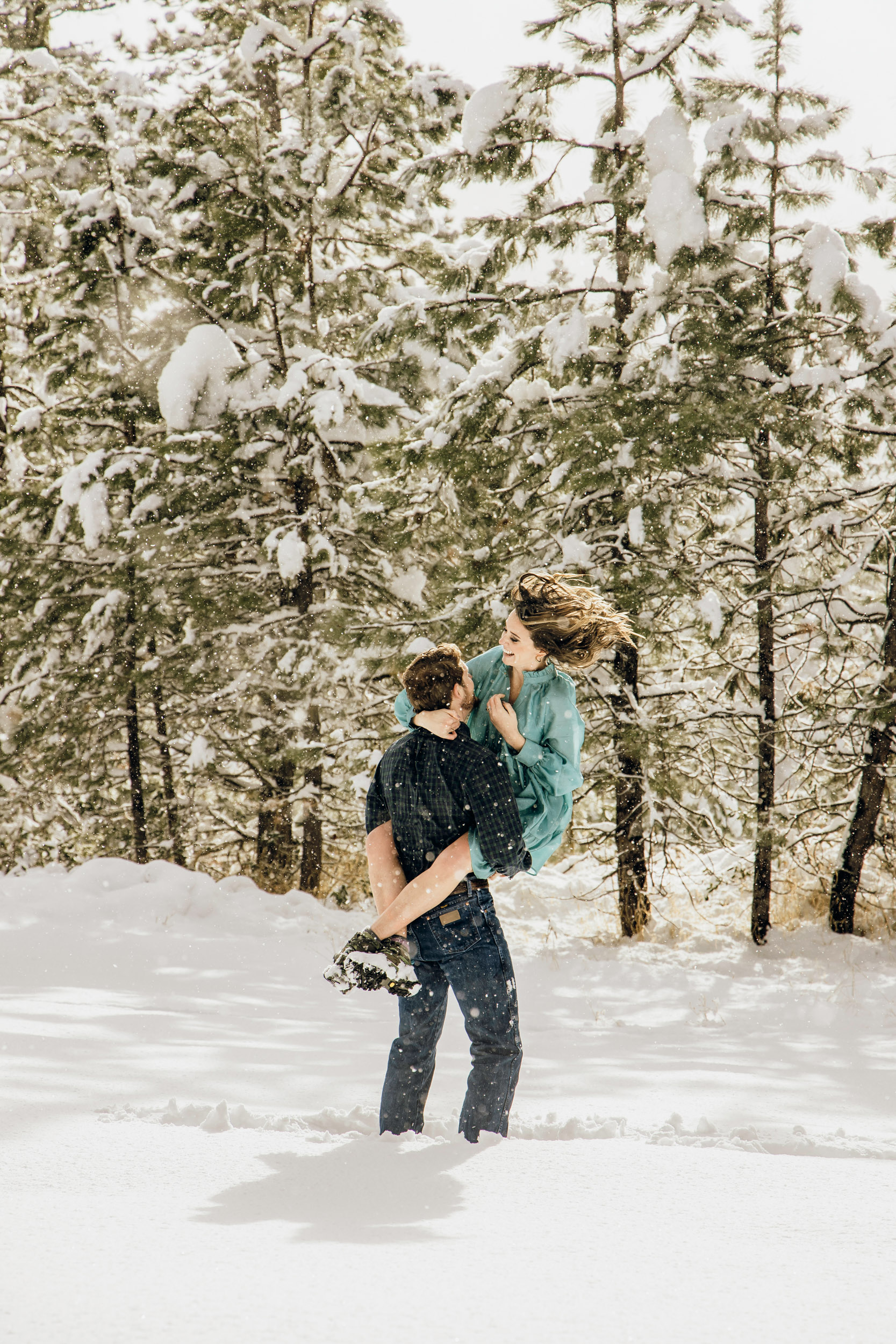 Adventure engagement session in the snow by Seattle wedding photographer James Thomas Long Photography