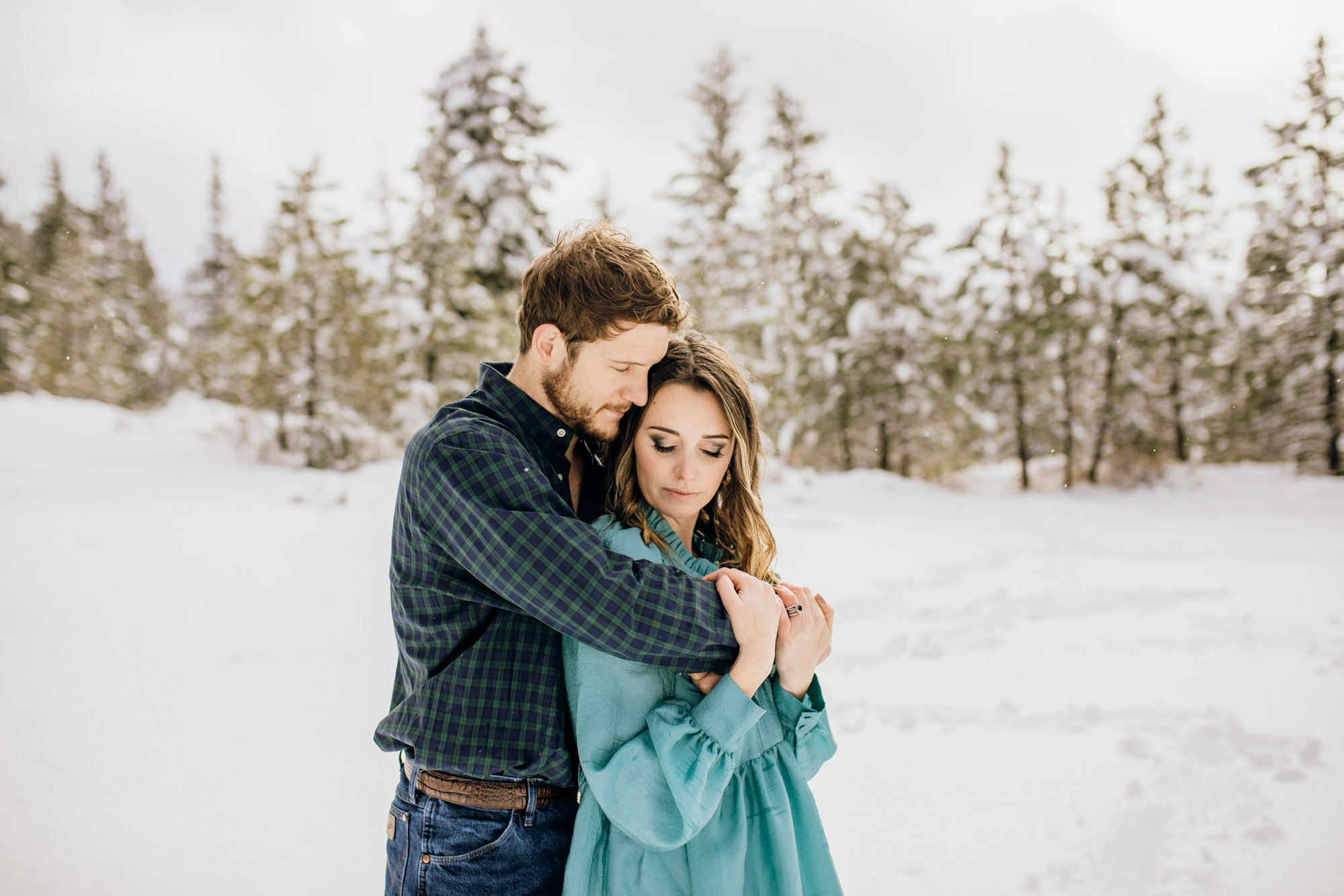 Adventure engagement session in the snow by Seattle wedding photographer James Thomas Long Photography