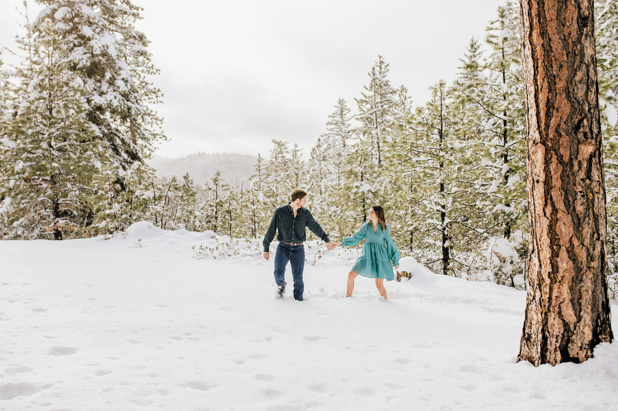 Adventure engagement session in the snow by Seattle wedding photographer James Thomas Long Photography