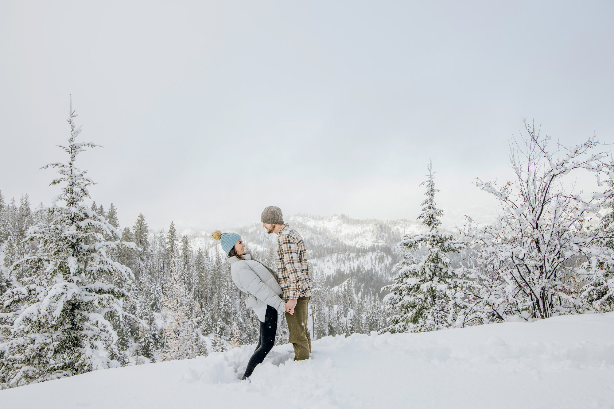 Adventure engagement session in the snow by Seattle wedding photographer James Thomas Long Photography