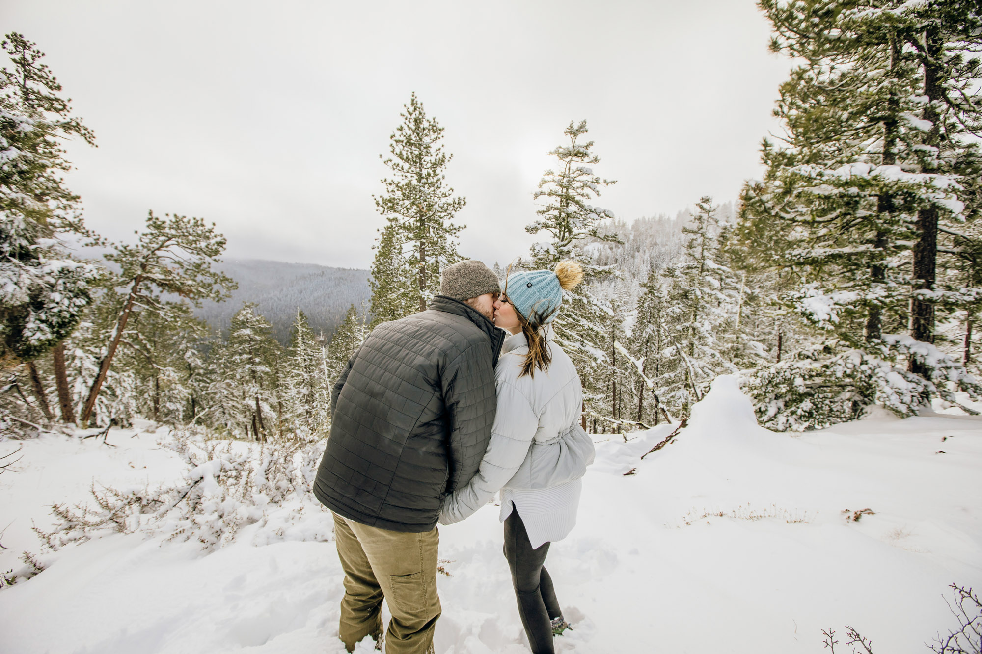 Adventure engagement session in the snow by Seattle wedding photographer James Thomas Long Photography