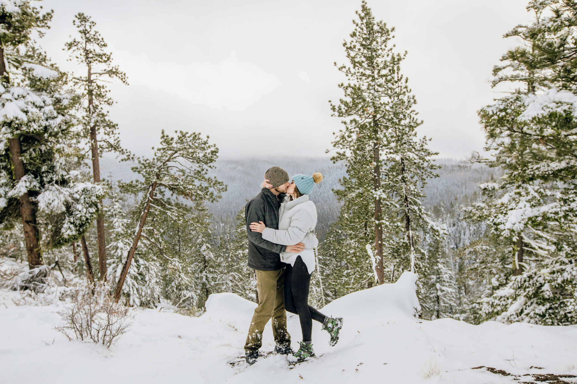 Adventure engagement session in the snow by Seattle wedding photographer James Thomas Long Photography