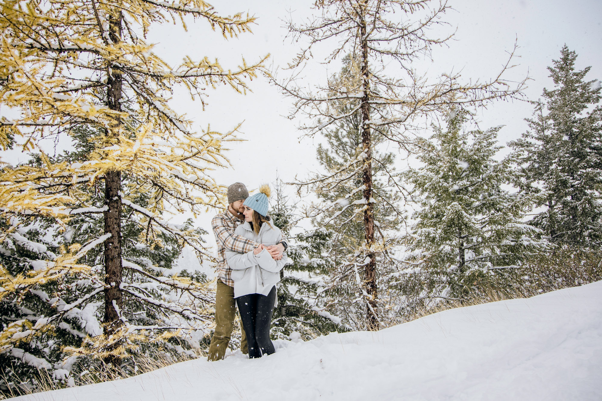 Adventure engagement session in the snow by Seattle wedding photographer James Thomas Long Photography