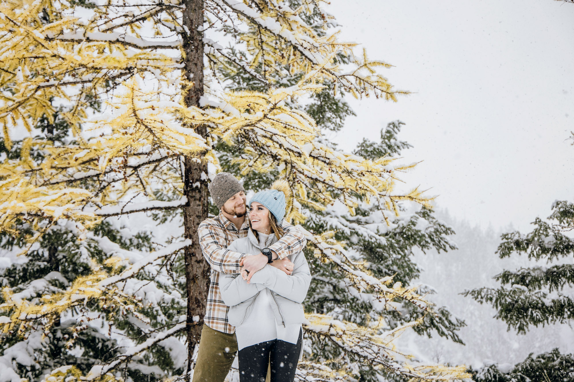 Adventure engagement session in the snow by Seattle wedding photographer James Thomas Long Photography