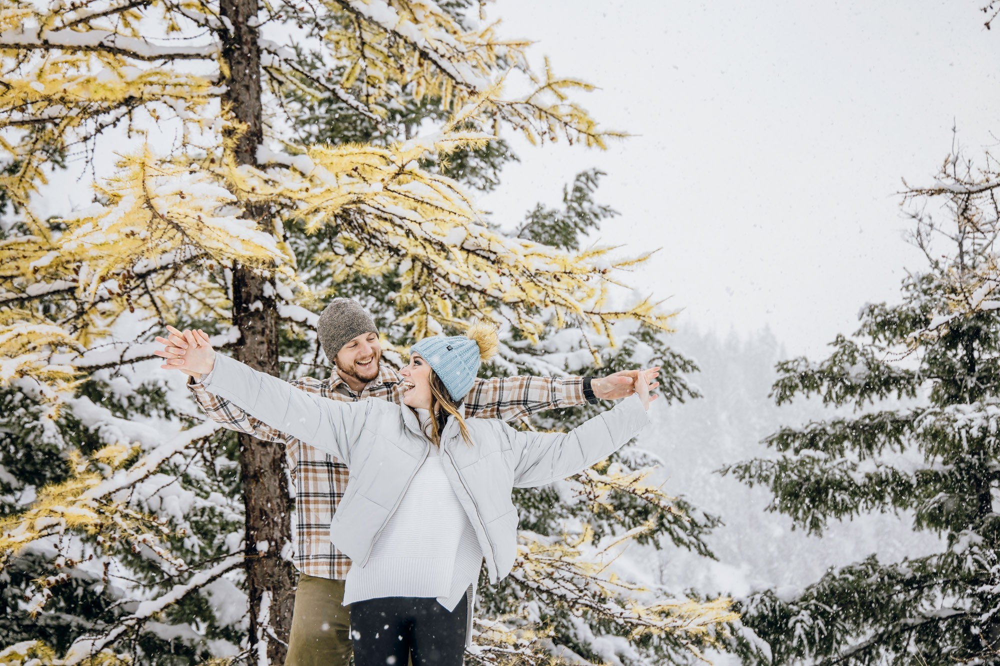 Adventure engagement session in the snow by Seattle wedding photographer James Thomas Long Photography