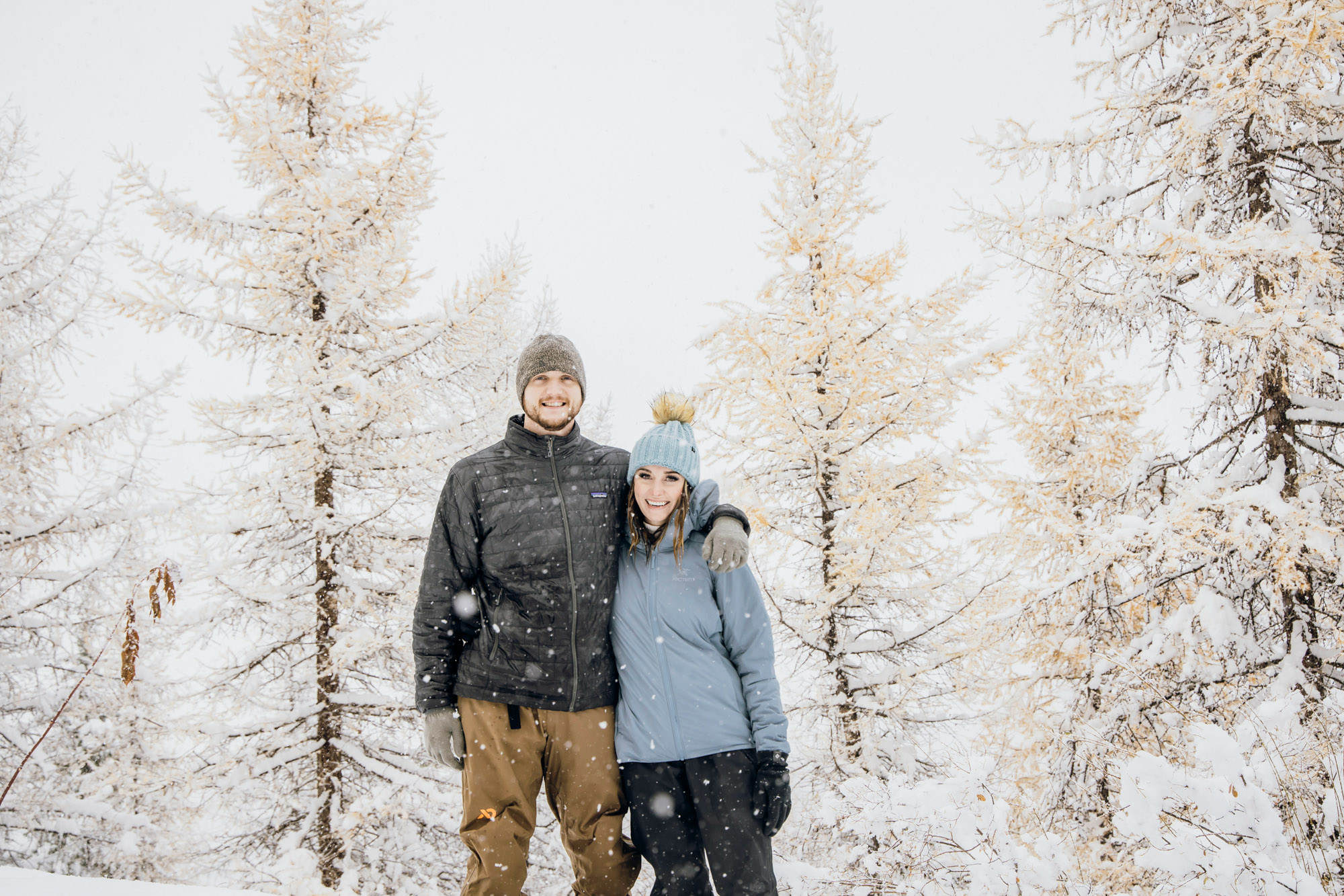 Adventure engagement session in the snow by Seattle wedding photographer James Thomas Long Photography