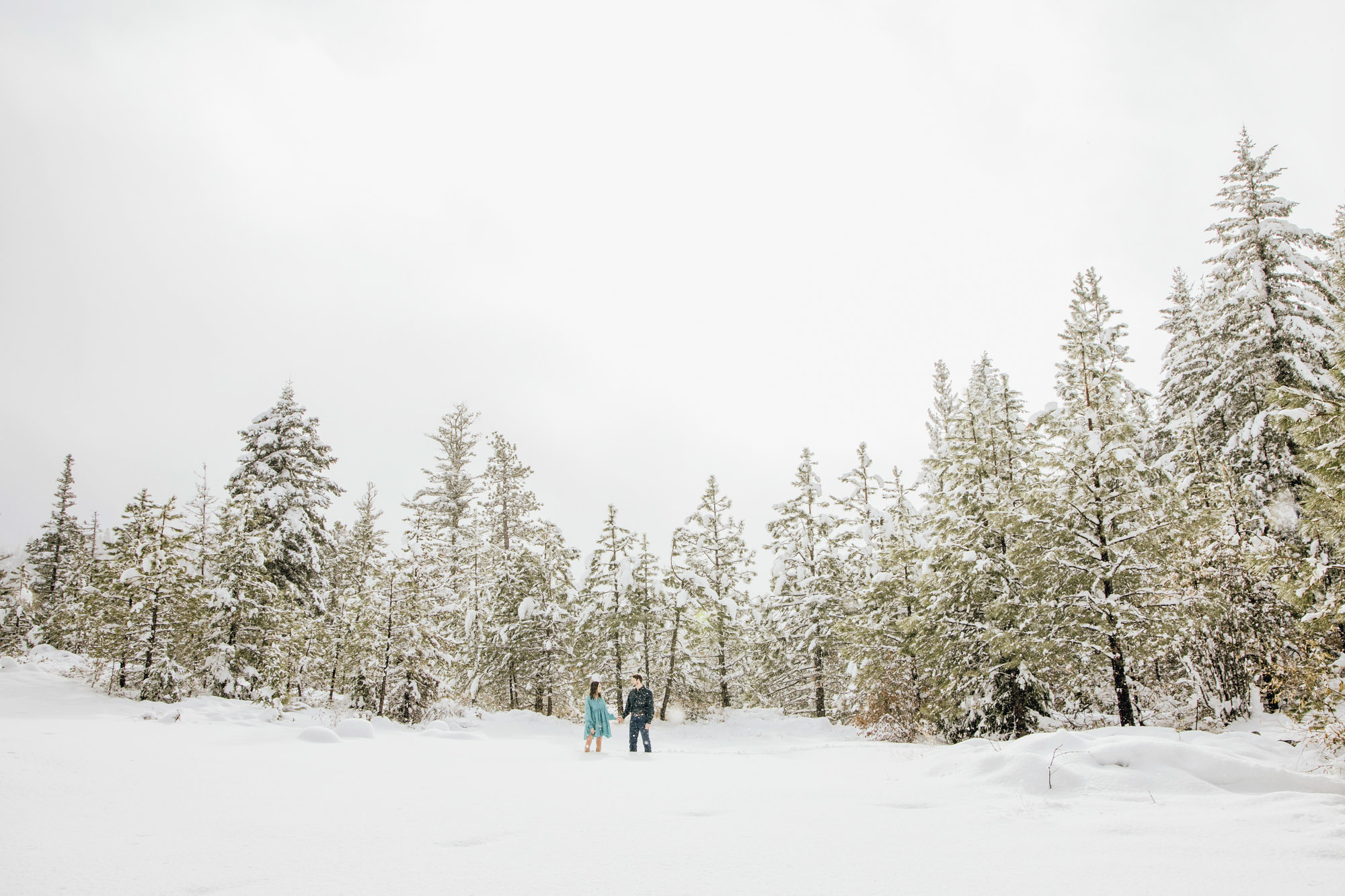 Adventure engagement session in the snow by Seattle wedding photographer James Thomas Long Photography