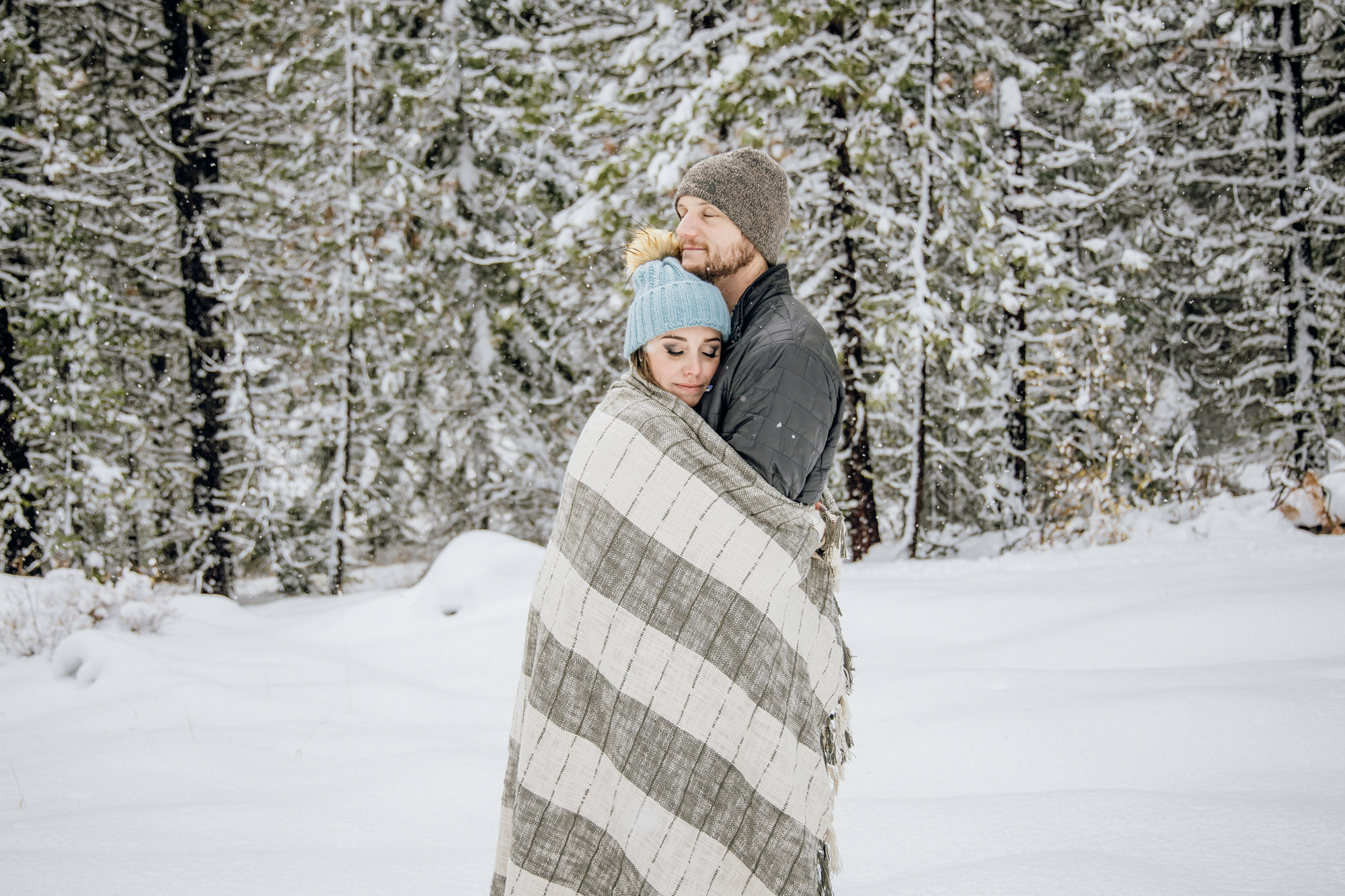 Adventure engagement session in the snow by Seattle wedding photographer James Thomas Long Photography