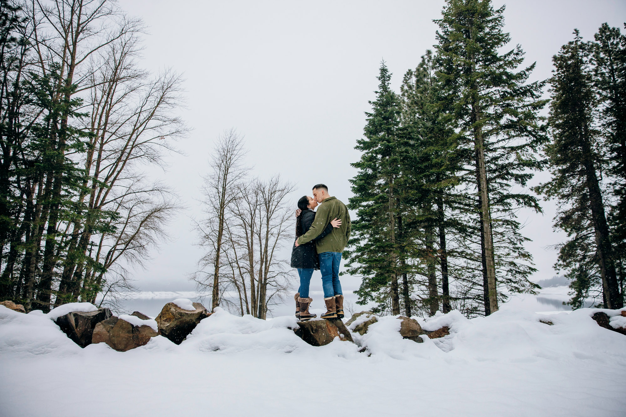 Cle Elum engagement session in the snow by Seattle wedding photographer James Thomas Long Photography