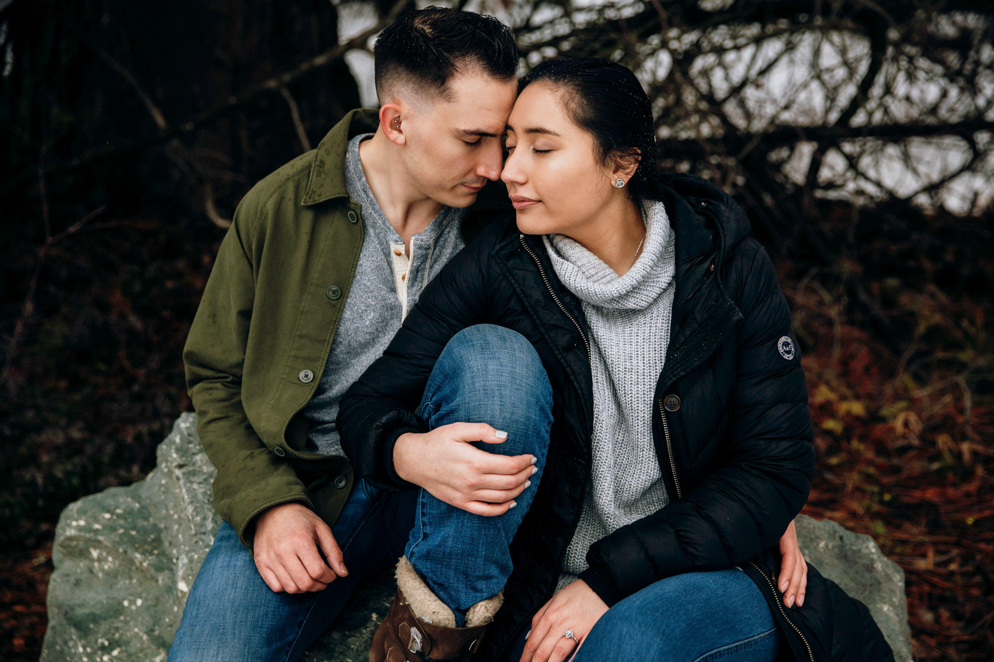 Cle Elum engagement session in the snow by Seattle wedding photographer James Thomas Long Photography