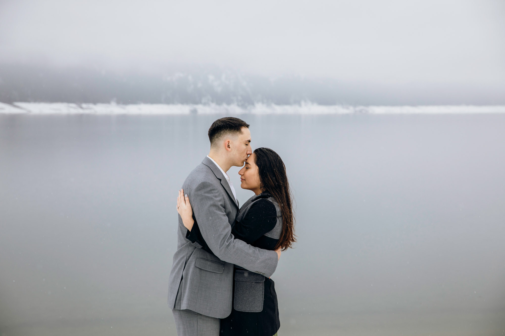 Cle Elum engagement session in the snow by Seattle wedding photographer James Thomas Long Photography