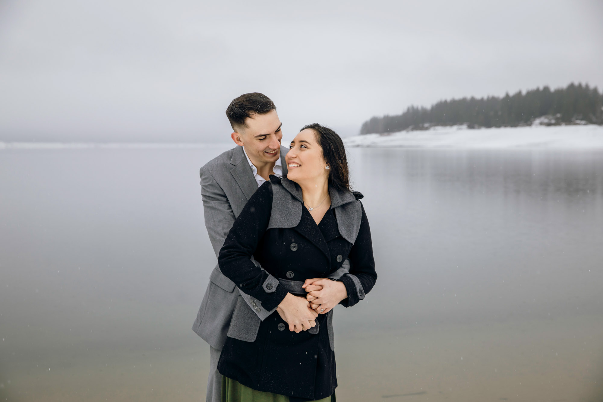 Cle Elum engagement session in the snow by Seattle wedding photographer James Thomas Long Photography