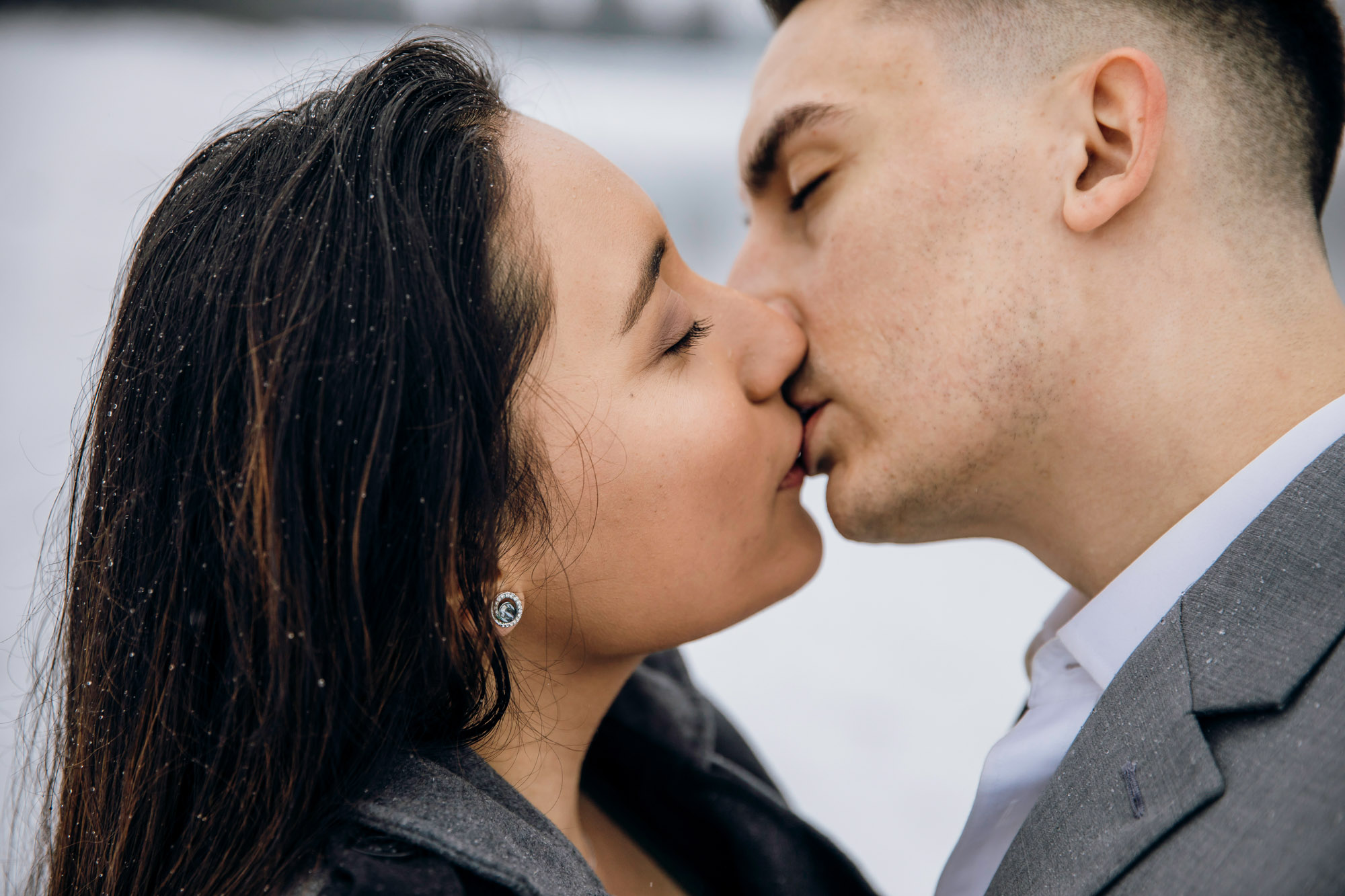 Cle Elum engagement session in the snow by Seattle wedding photographer James Thomas Long Photography