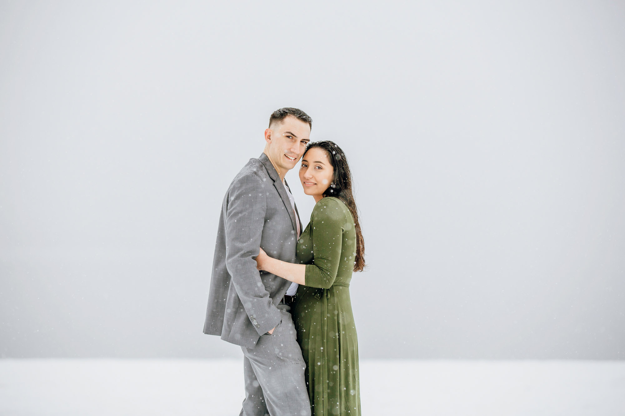 Cle Elum engagement session in the snow by Seattle wedding photographer James Thomas Long Photography