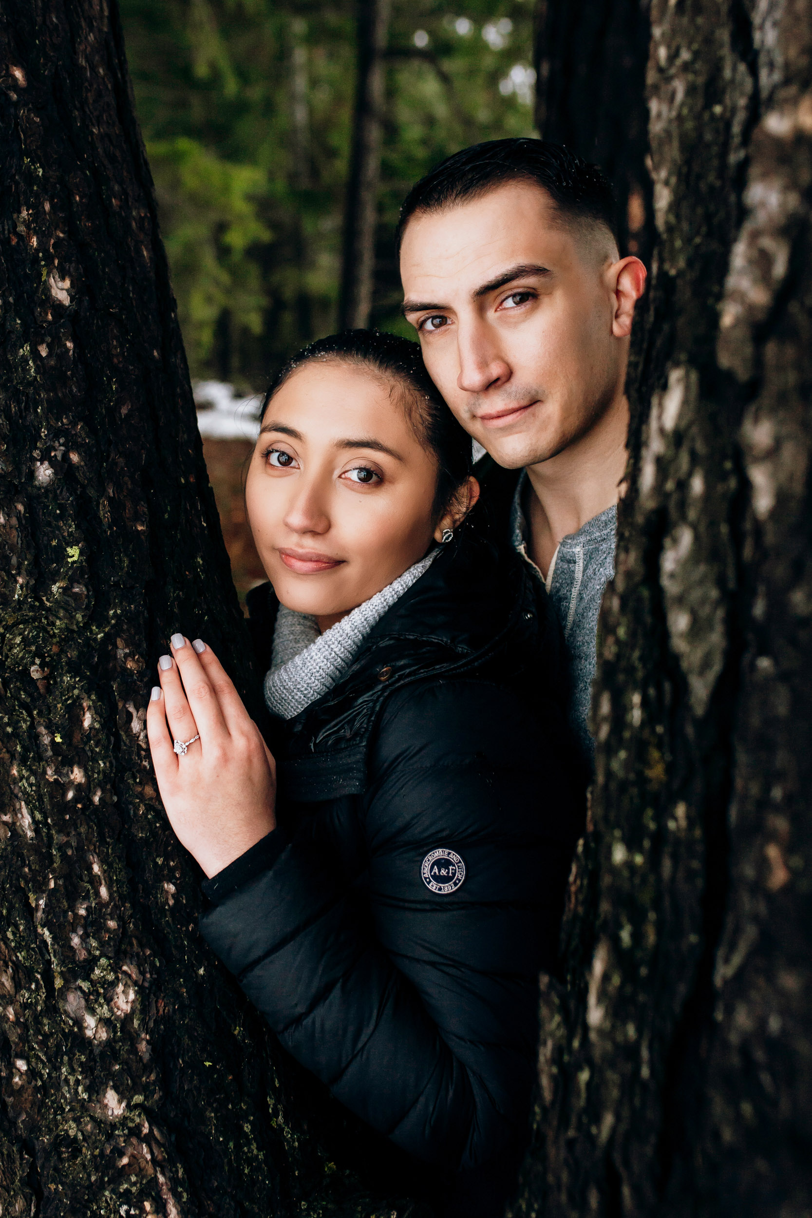 Cle Elum engagement session in the snow by Seattle wedding photographer James Thomas Long Photography