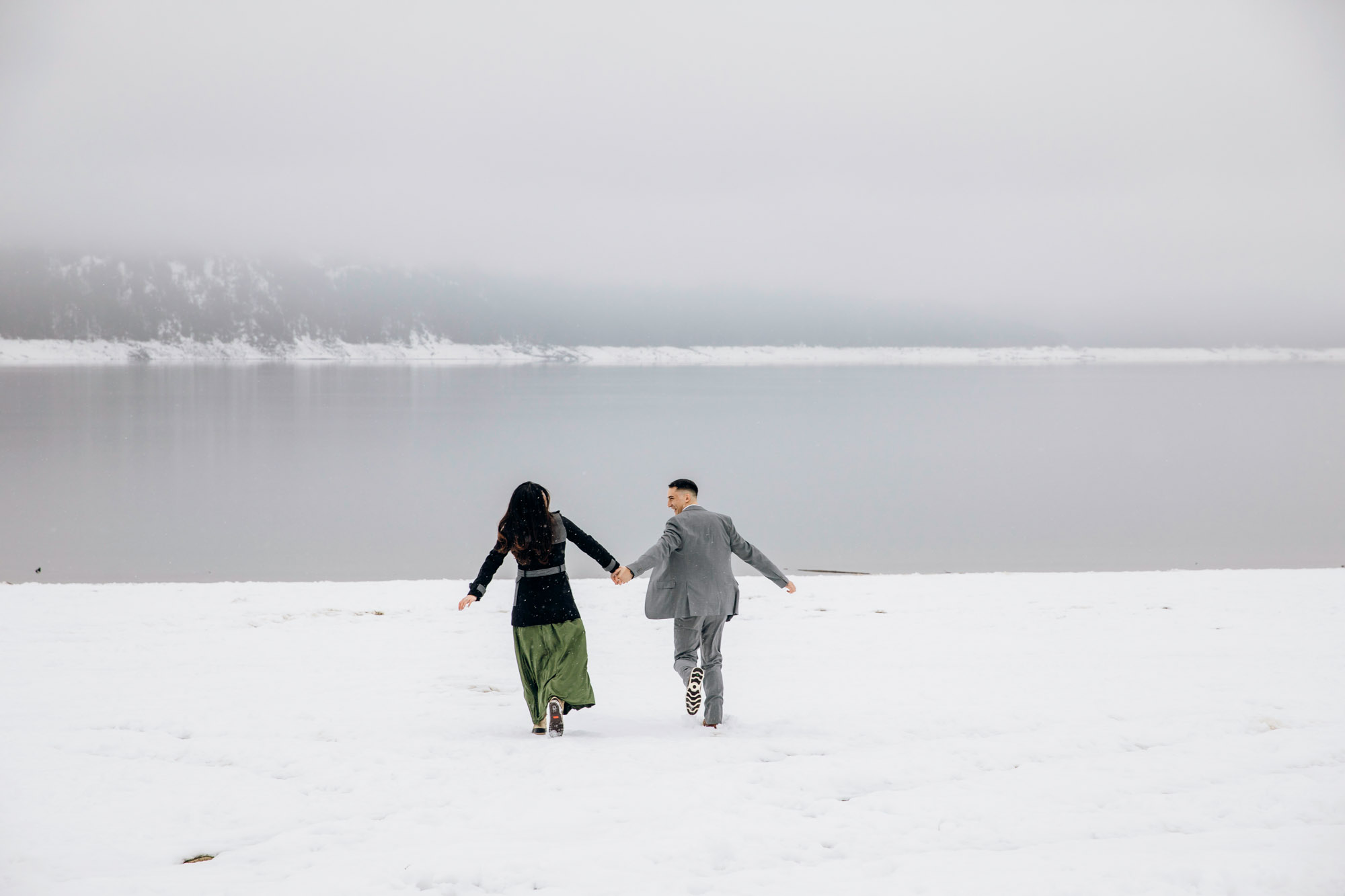 Cle Elum engagement session in the snow by Seattle wedding photographer James Thomas Long Photography