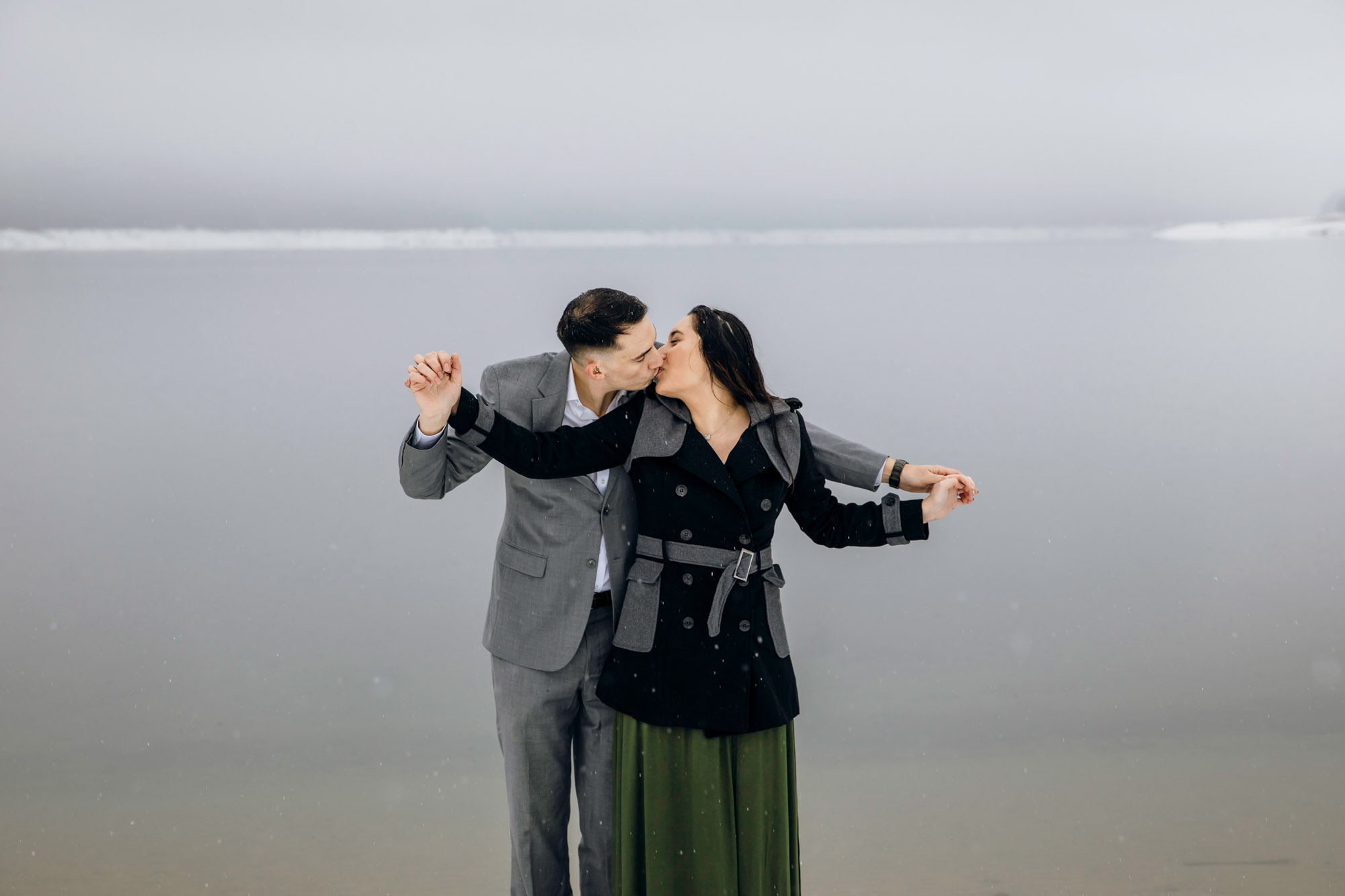 Cle Elum engagement session in the snow by Seattle wedding photographer James Thomas Long Photography